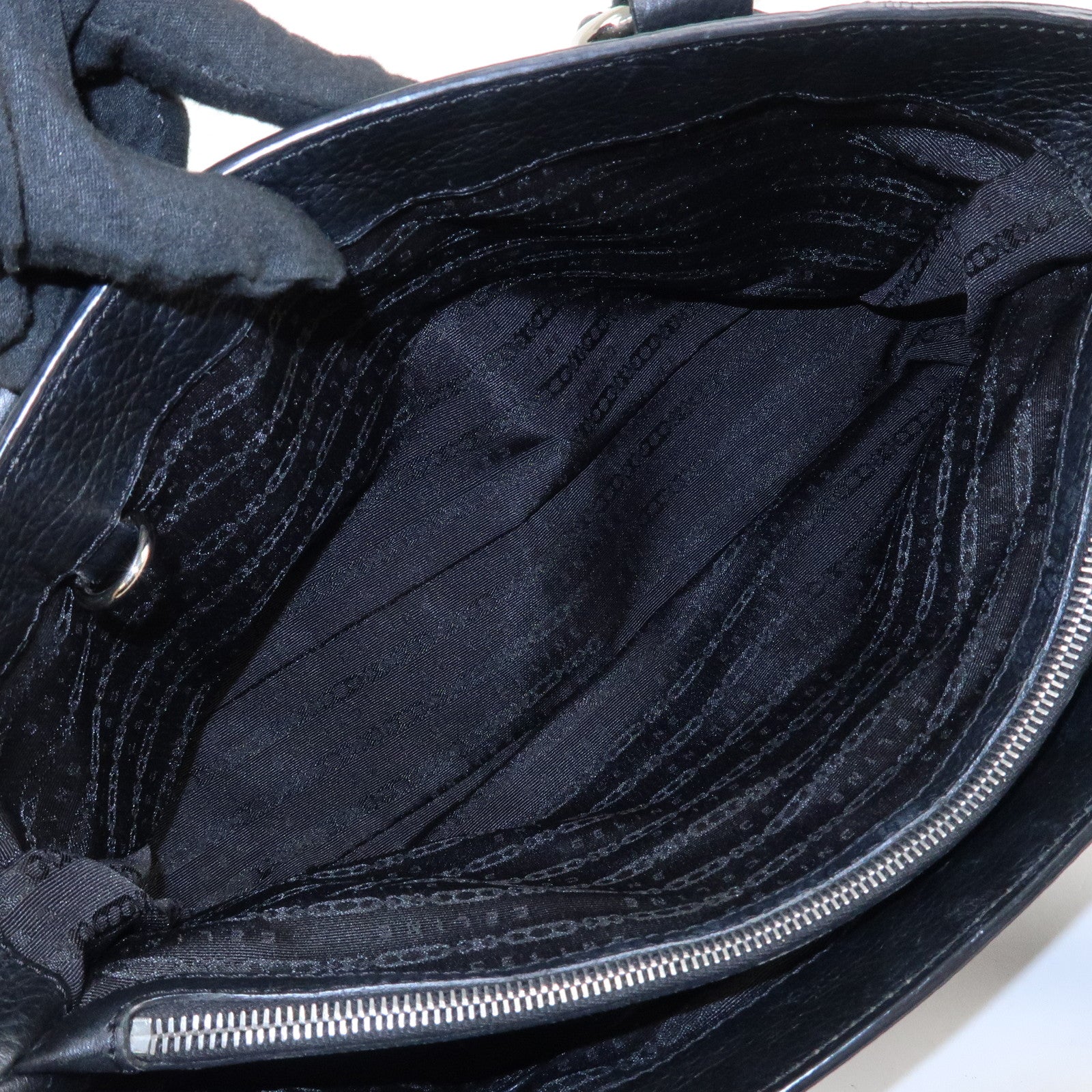 CELINE Leather Boogie Bag Hand Bag Silver Hard Ware Black Used