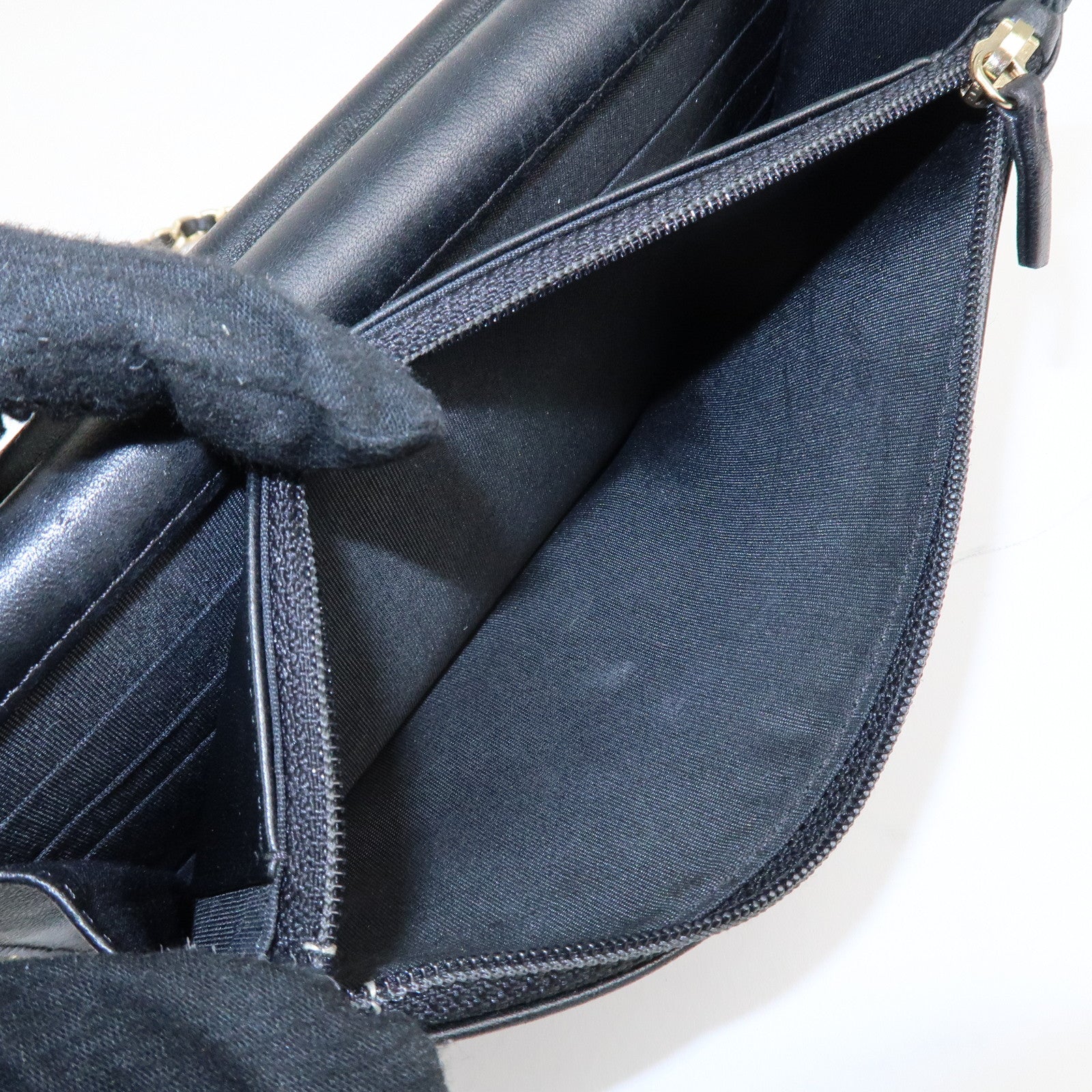 CHANEL Camellia Lamb Skin Chain Wallet Shoulder Bag A82336 Used