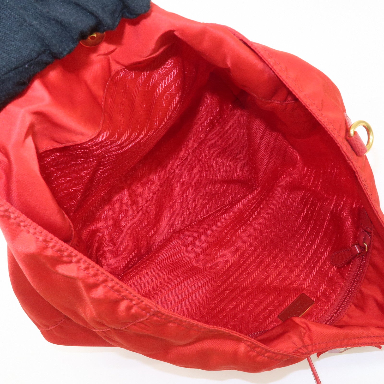 AuthenticPRADA Nylon Leaather Panda Tote Bag Shoudler Bag Red BR4249 Used