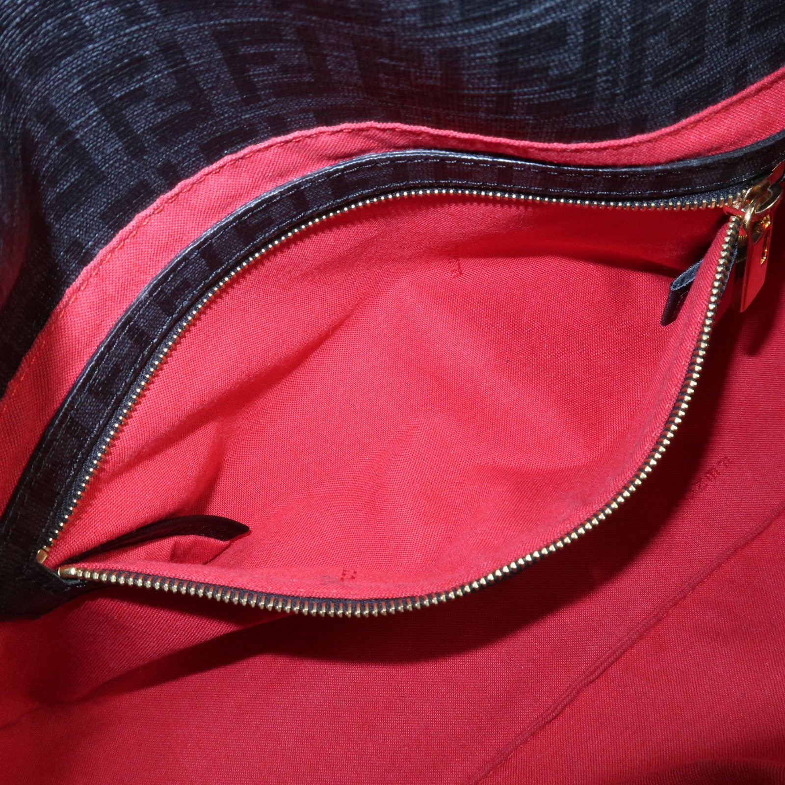 FENDI Zucchino PVC Leather Chain Shoulder Bag Gray Black 8BR003 Used