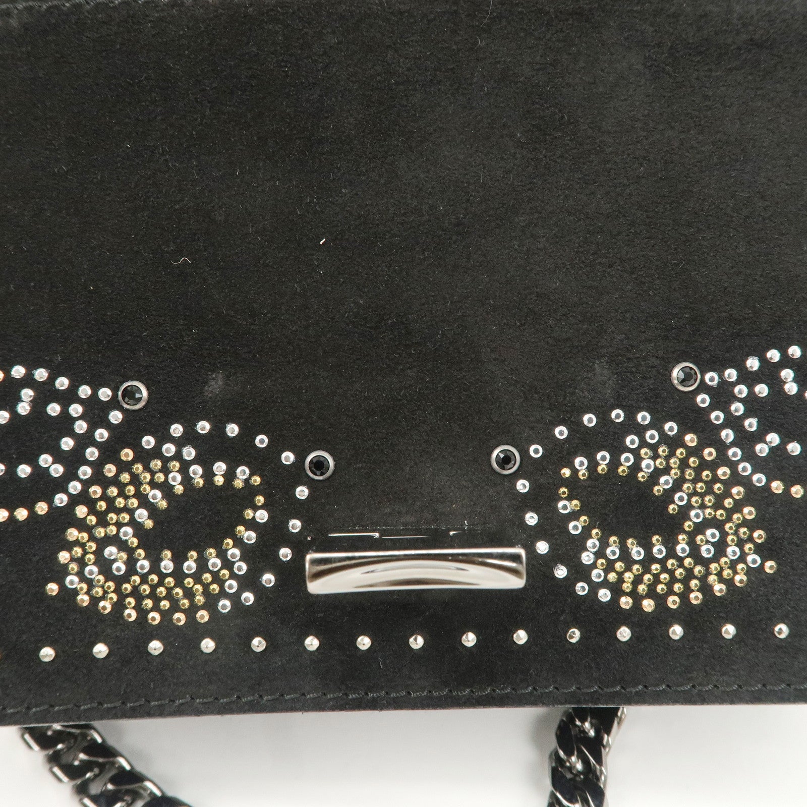 JIMMY CHOO Suede Leather Level Soft Mini Chain Shoulder Bag Used