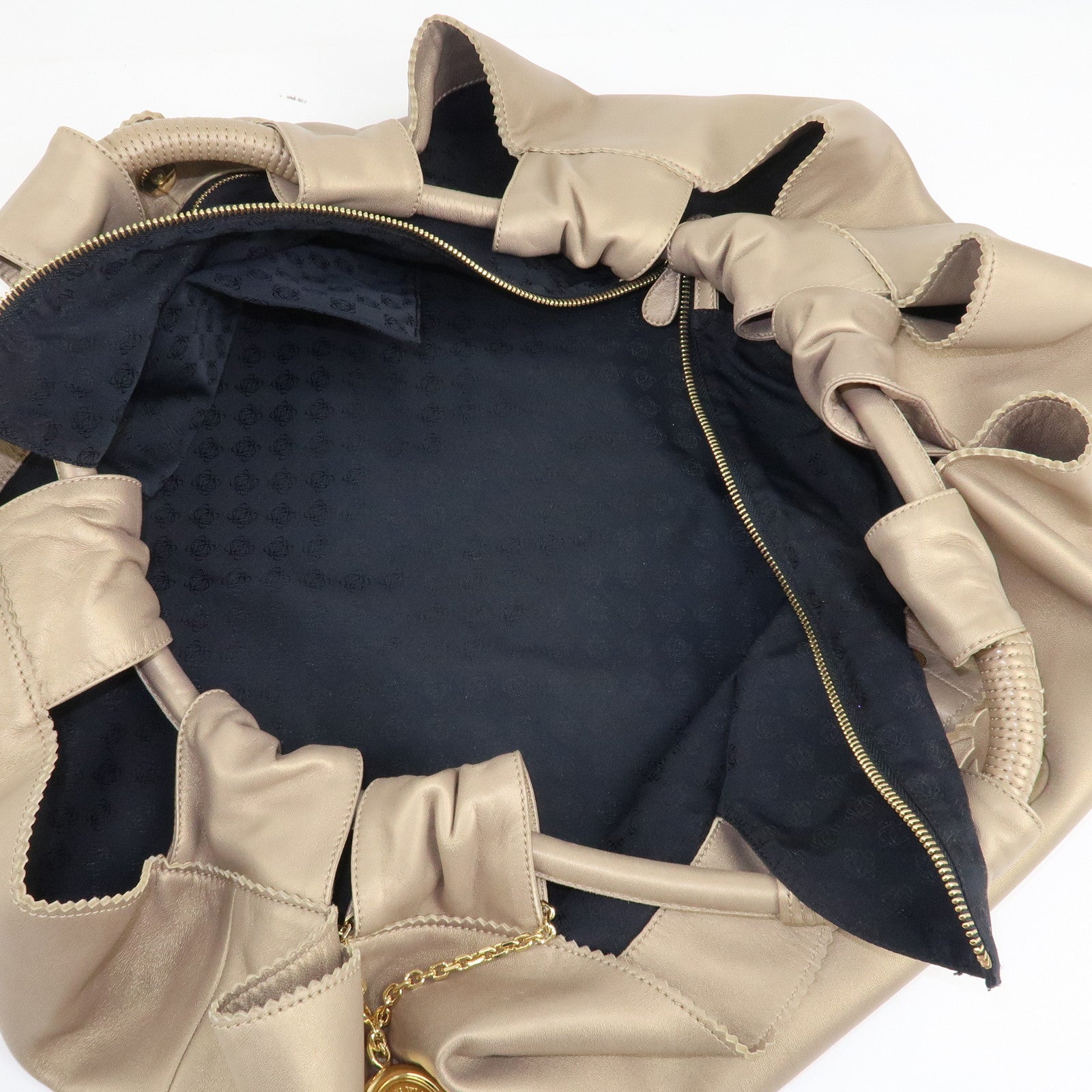 LOEWE Anagram Leather Nappa Aire Hand Bag Gold Used