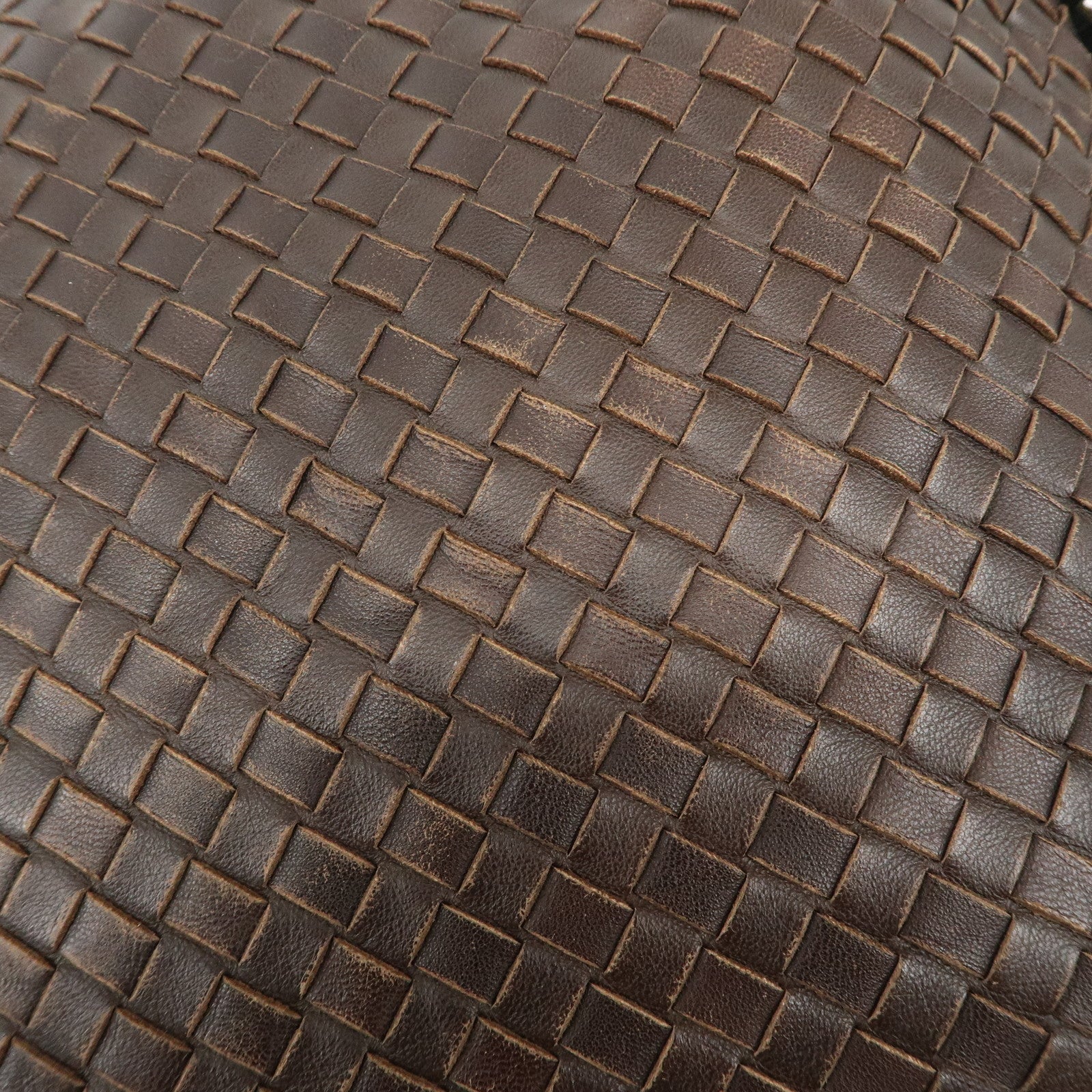 BOTTEGA VENETA Intrecciato Leather Shoulder Bag Dark Brown BlackUsed F/S Used