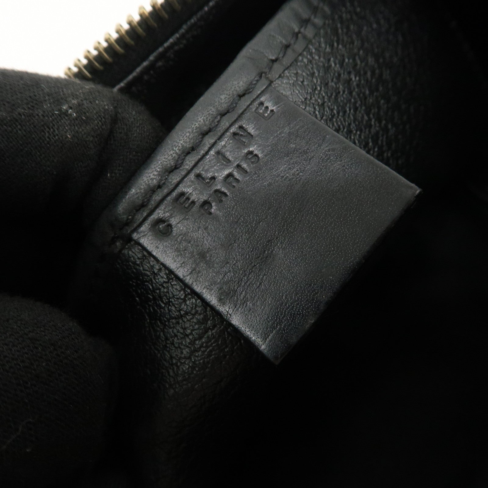 CELINE Macadam PVC Leather Hand Bag Black Brown Used