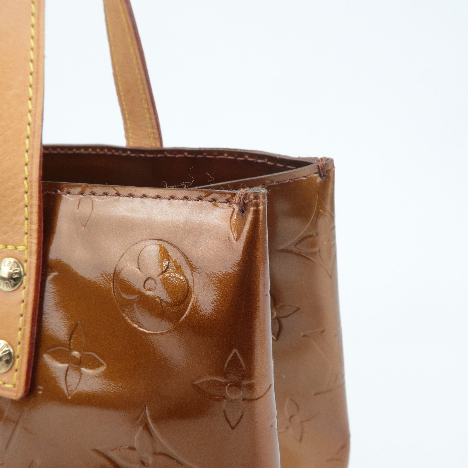 Louis Vuitton Monogram Vernis Lead PM Hand Bag Bronze M91146 Used