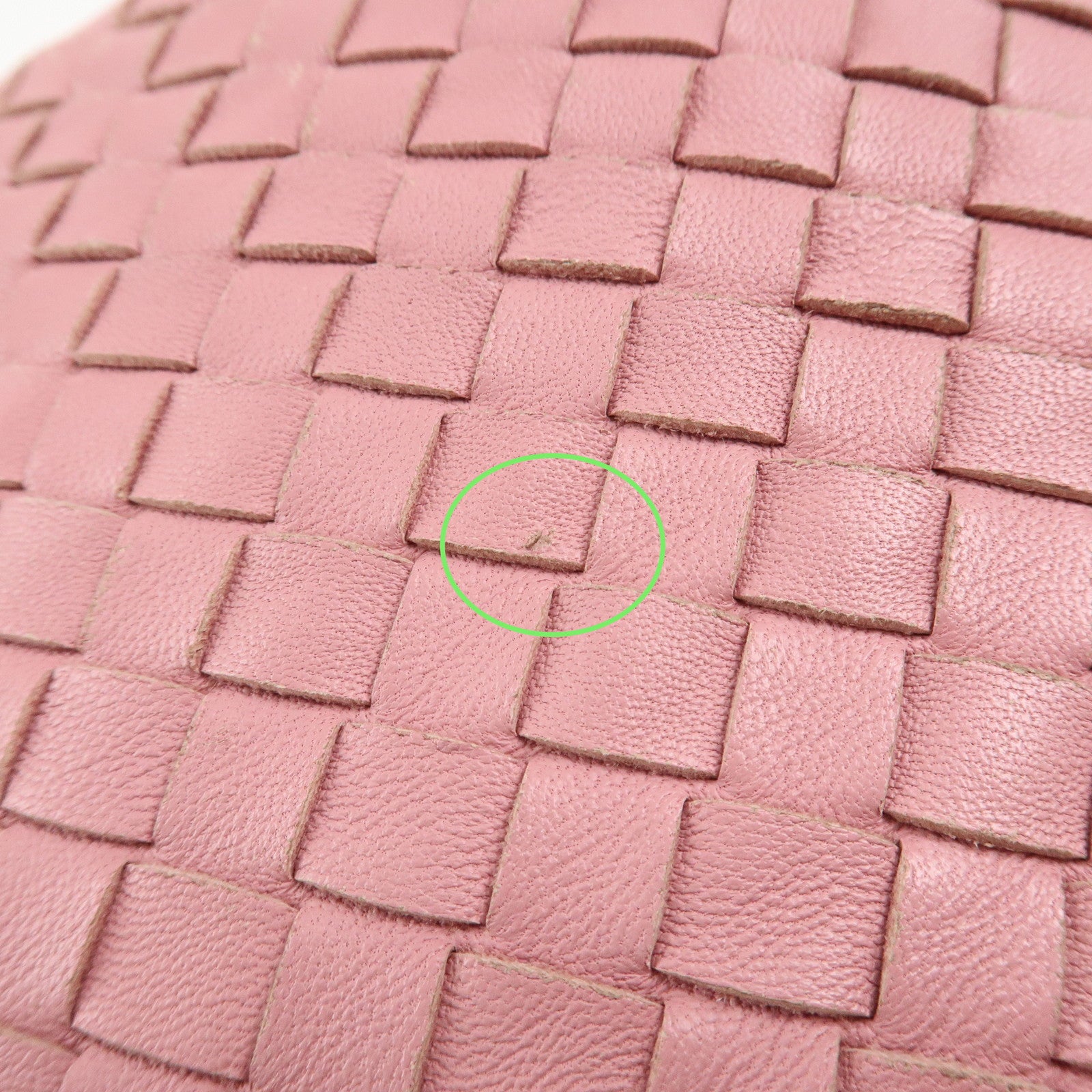 BOTTEGA VENETA Intrecciato Leather Shoulder Bag Pink Used