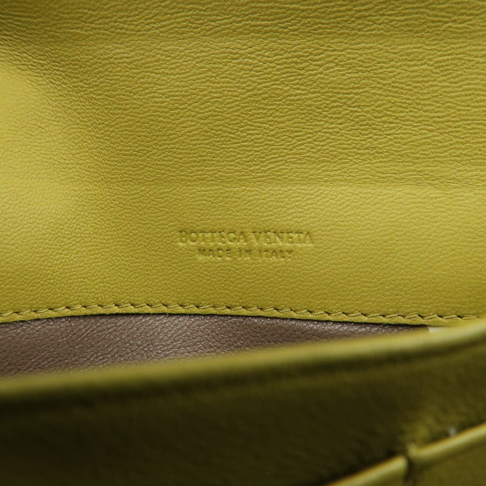 BOTTEGA VENETA Intrecciato Leather Bi-fold Long Wallet Yellow Used