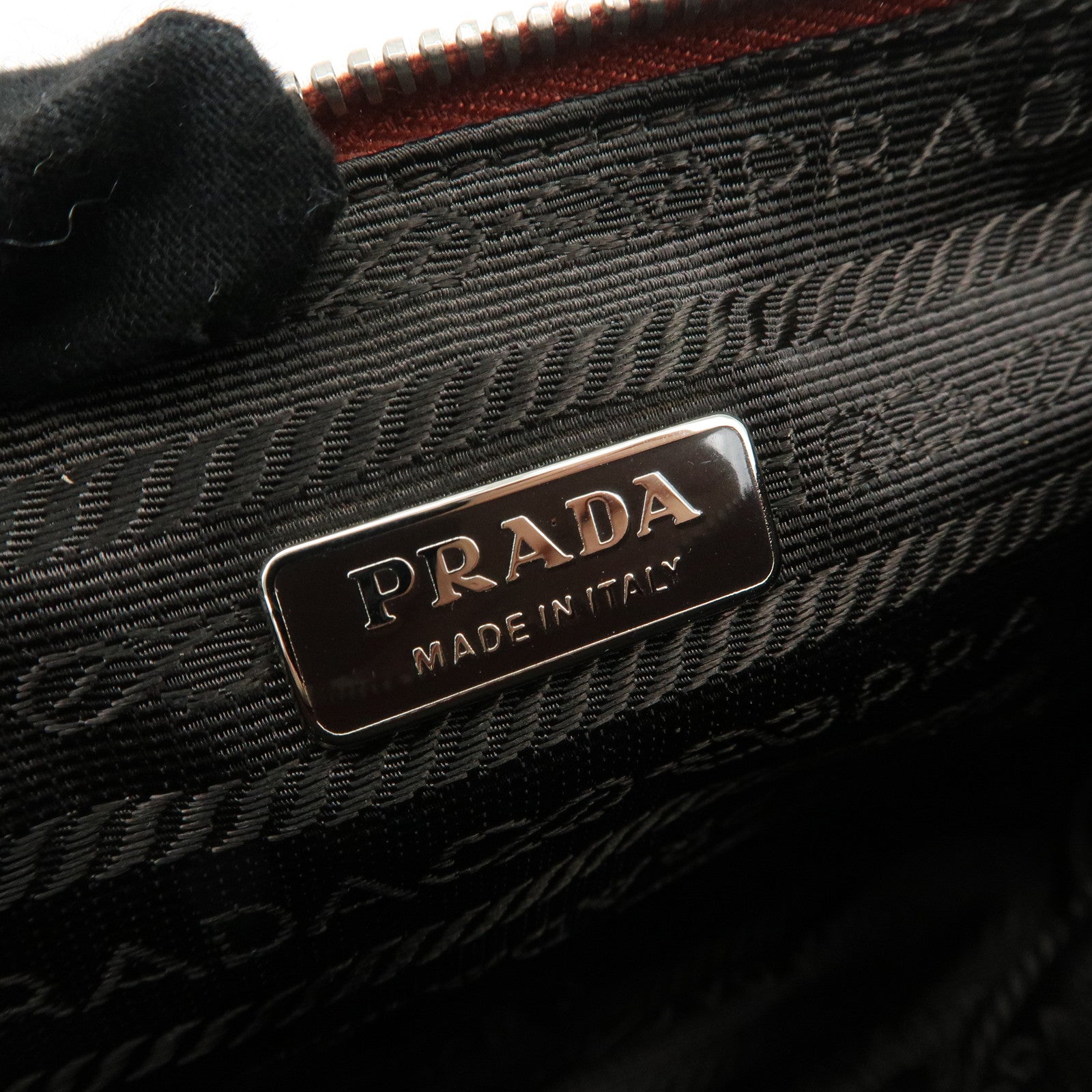 PRADA Logo Nylon Leather Shoulder Bag Hand Bag Pouch Brown Used