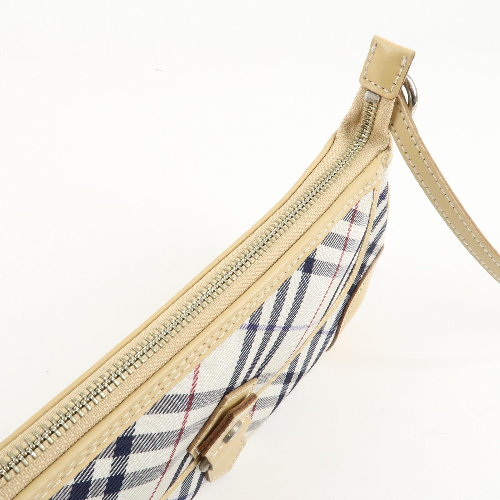 BURBERRY London Canvas Leather Nova Plaid Shoulder Bag Beige Ivory Used