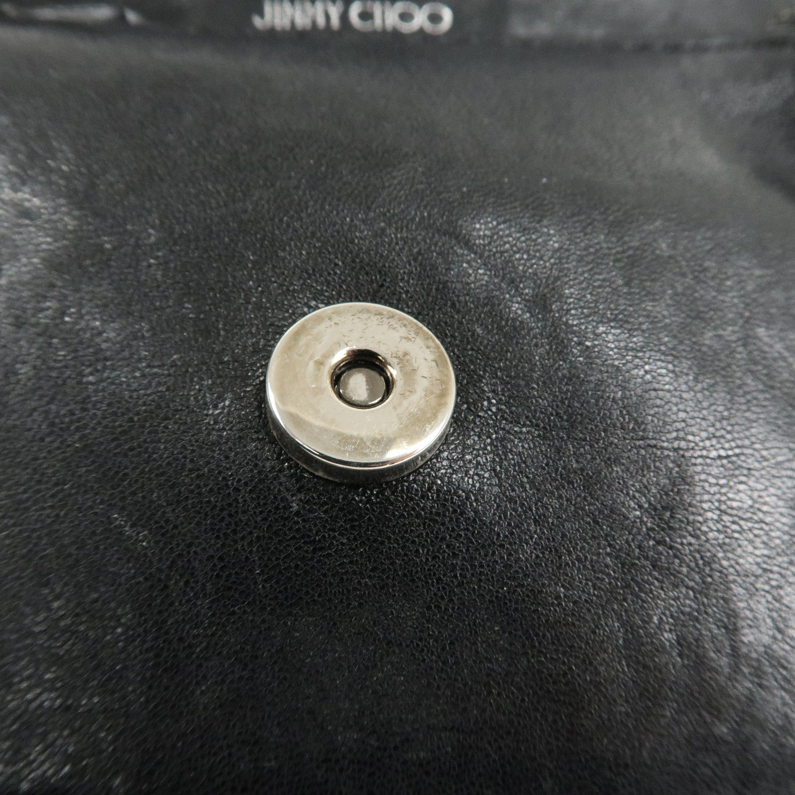 JIMMY CHOO Leather Chain Small Shoulder Bag Black Silver HDW Used