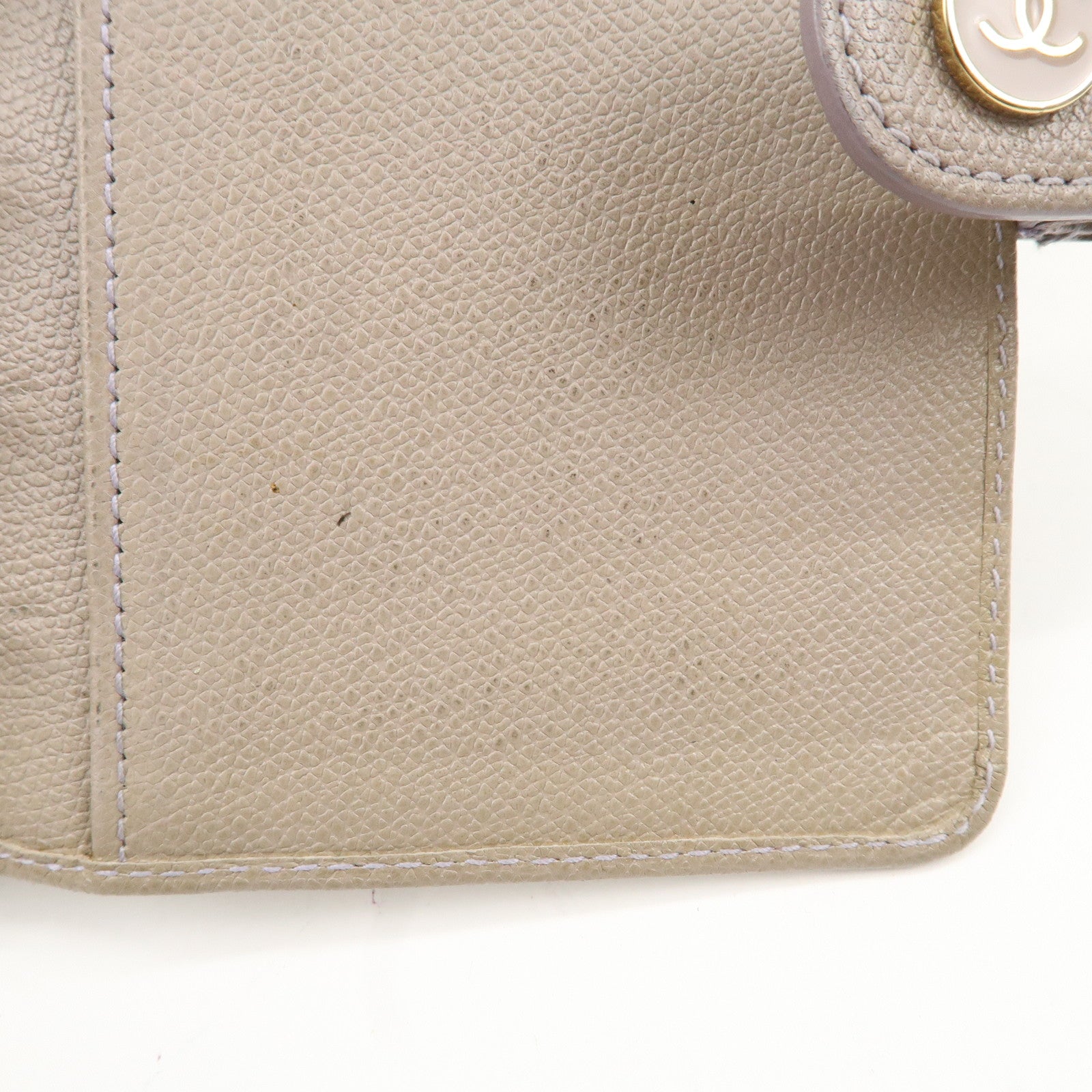 CHANEL COCO Button Leather Agenda Cover Gray Used