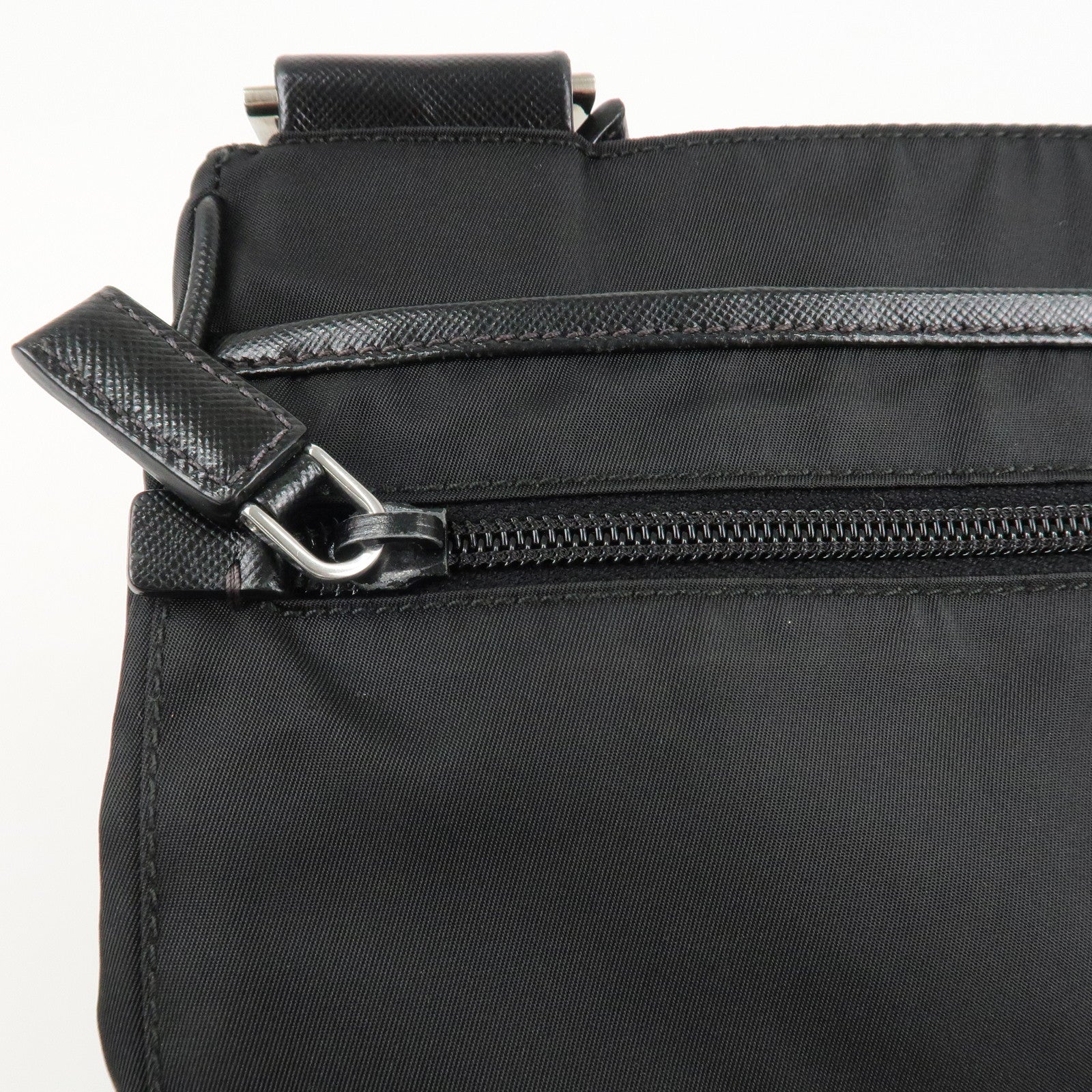 PRADA Logo Nylon Leather Shoulder Bag Crossbody Bag Black Used