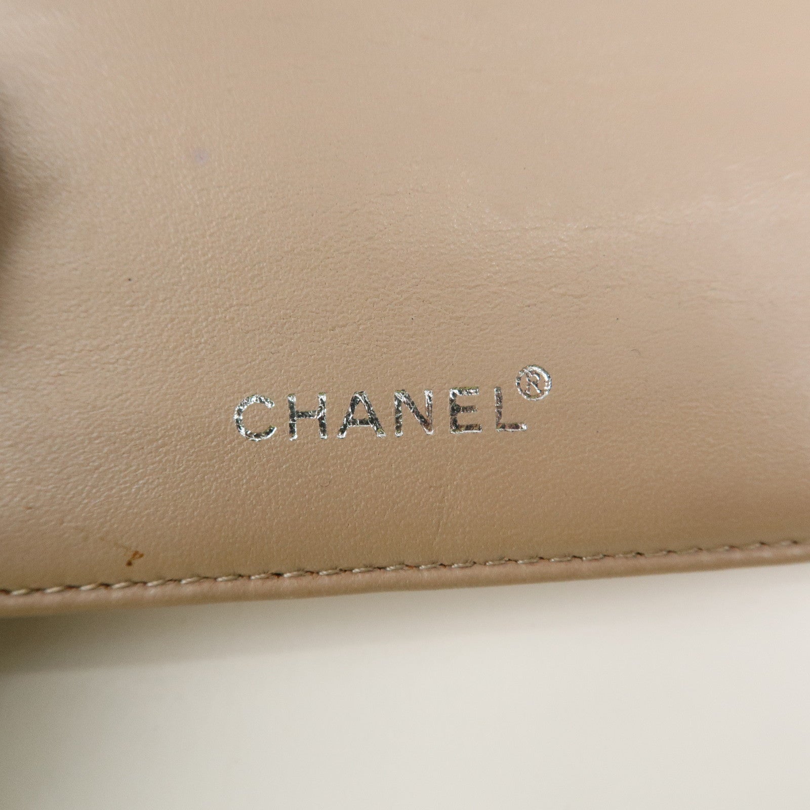 CHANEL New Travel Line Nylon Jacquard Bi-hold Compact Wallet Beige Used