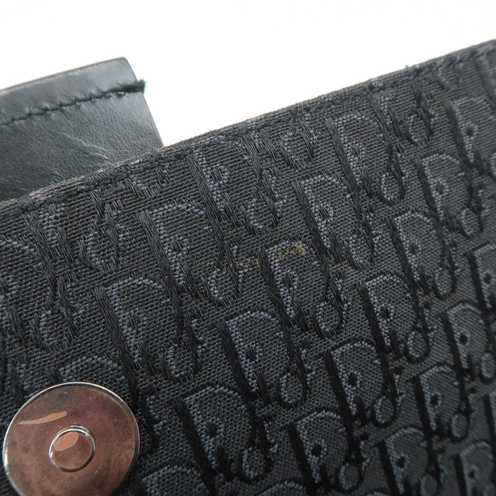 Christian Dior Trotter Canvas Leather Shoulder Bag Black Used