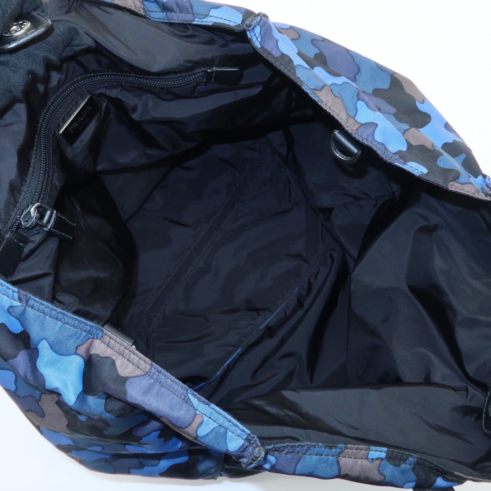 PRADA Logo Camouflage Nylon Leather 2Way Tote Shoulder Bag Used