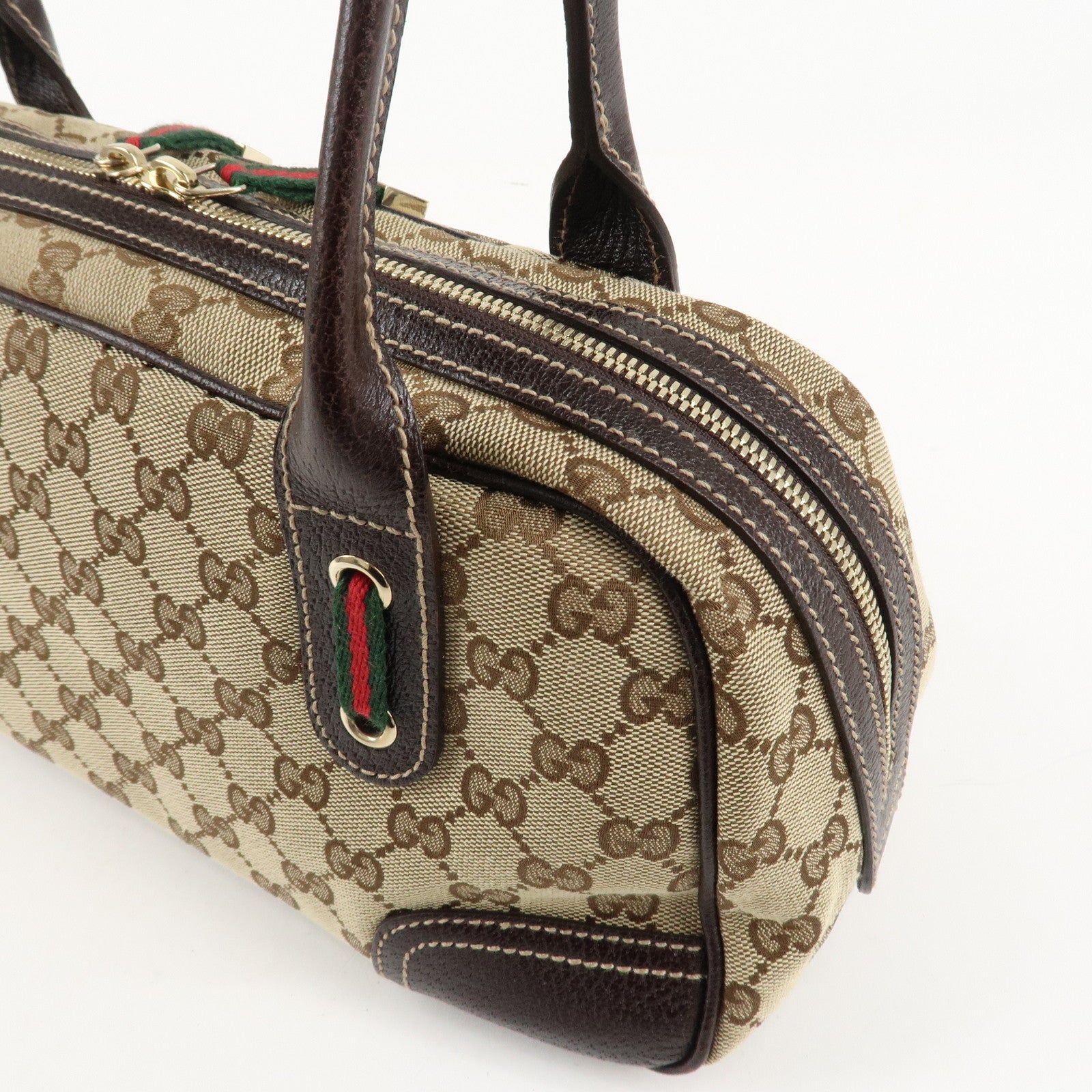 GUCCI Princy Sherry GG Canvas Leather Shoulder Bag Hand Bag 161720 Used