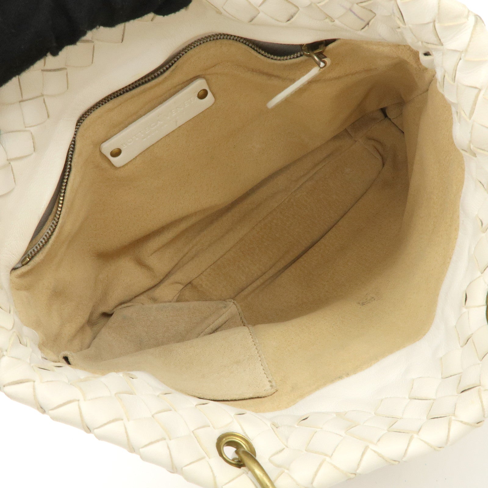 Bottega Veneta Intrecciato Leather Chain Shoulder Bag White Used