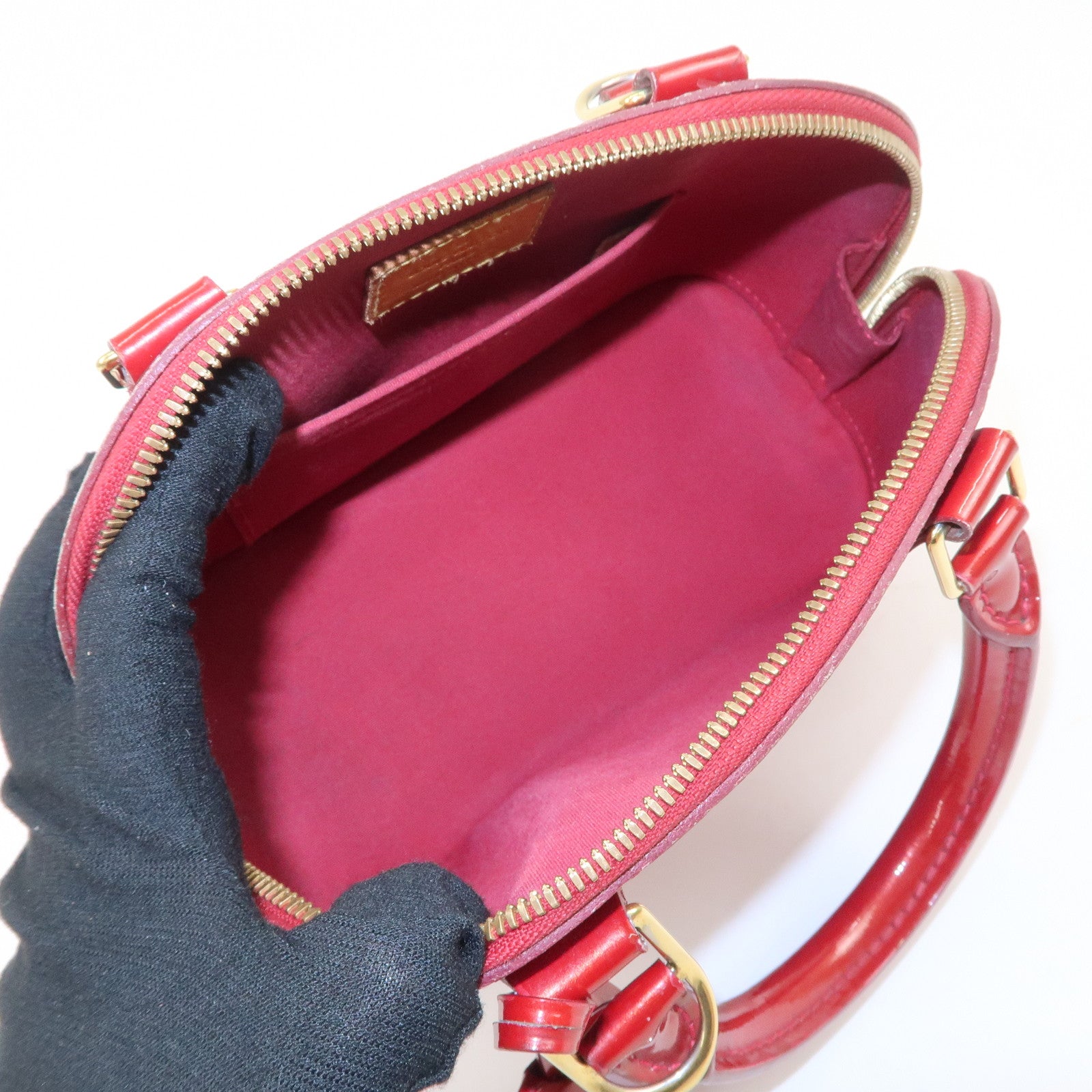 Louis Vuitton Monogram Vernis Alma BB 2Way Bag Red M91606 Used