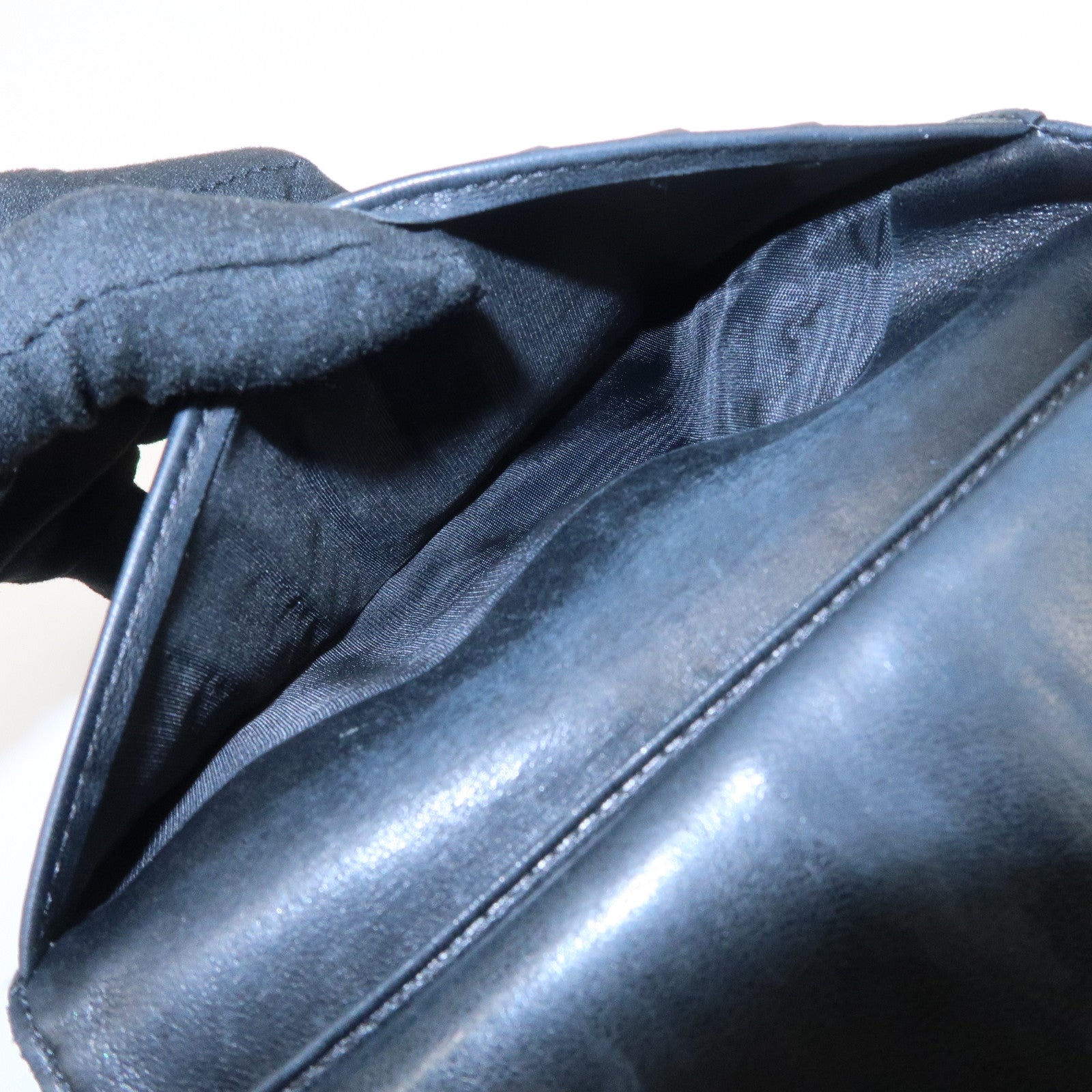 CHANEL COCO Mark Caviar Skin Bi-fold Wallet Black Used