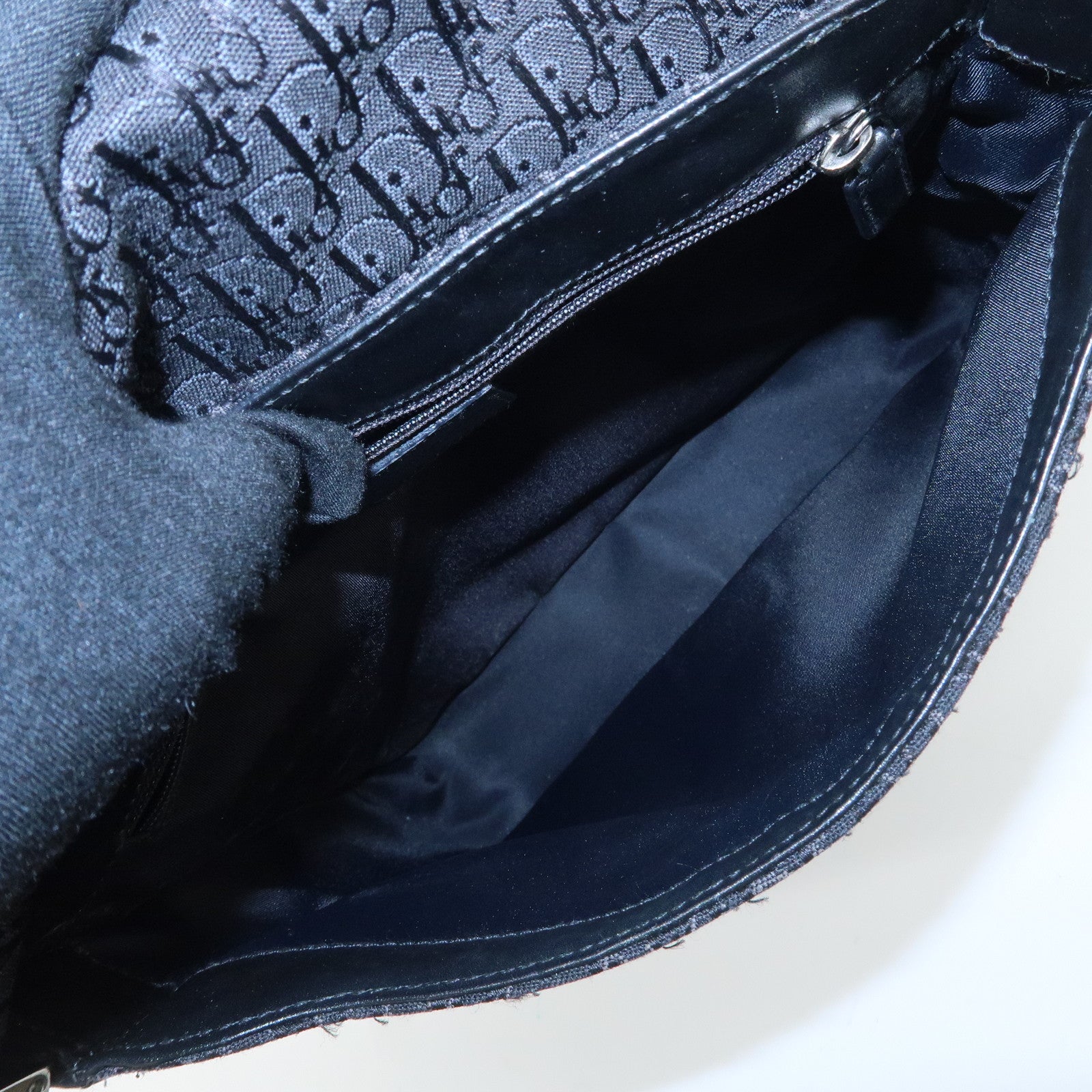 Christian Dior Trotter Canvas Leather Shoulder Bag Black Used