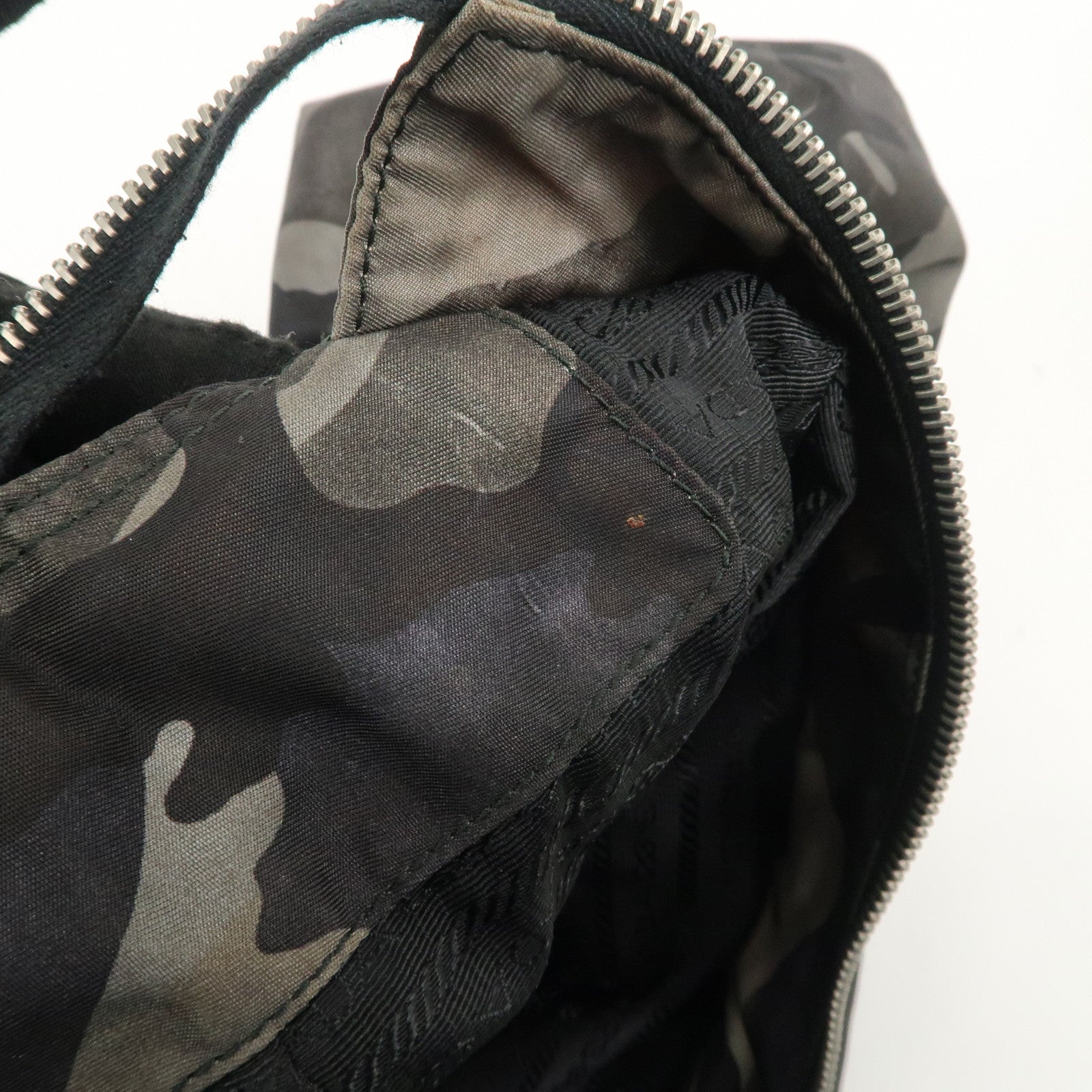 PRADA Logo Nylon Leather 2Way Shoulder Bag Camouflage Dragon VA889 Used