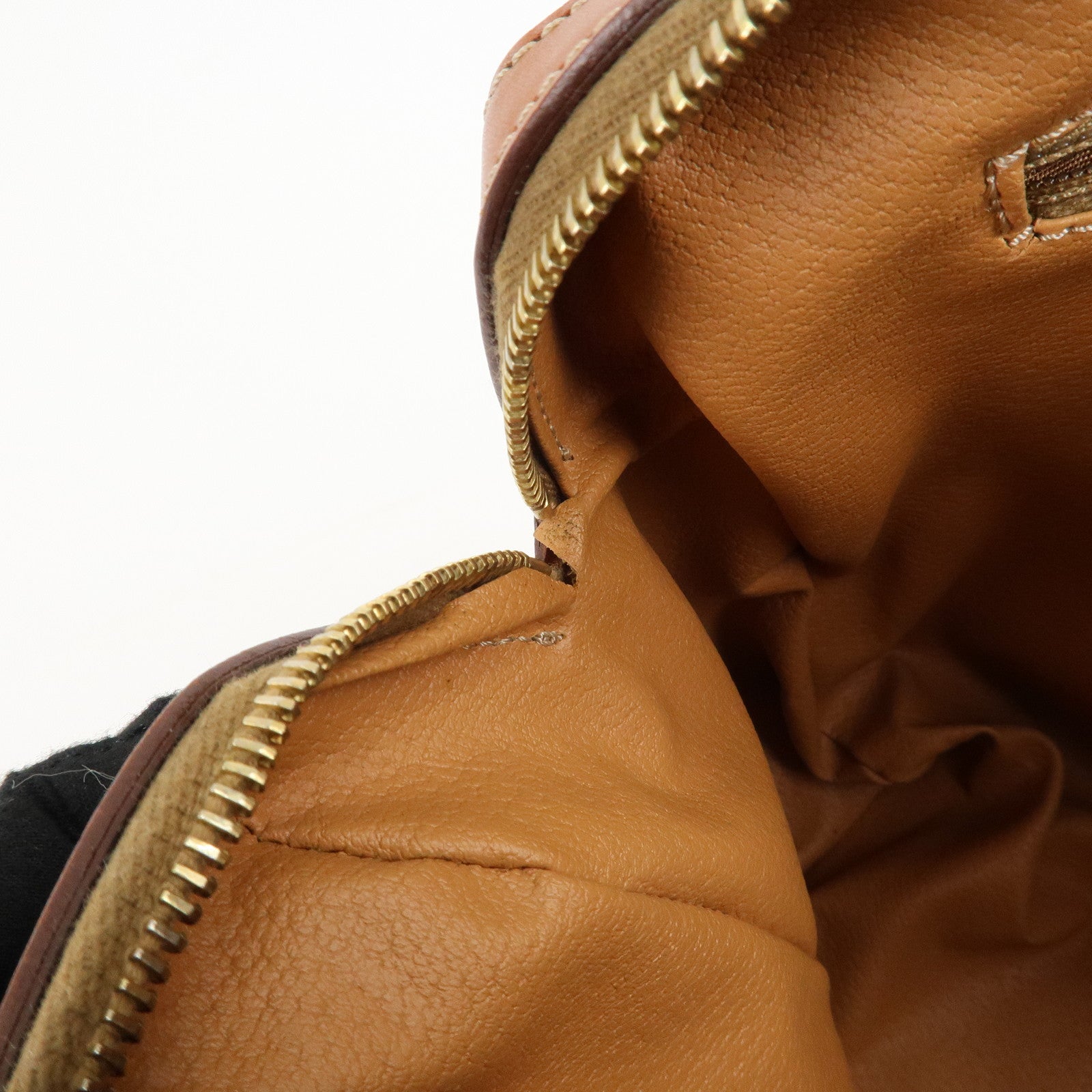 CELINE Macadam PVC Leather Boston Bag Hand Bag Brown Used