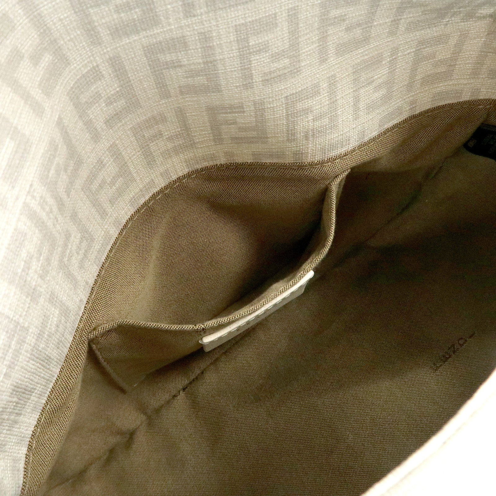 FENDI Mini Mamma Baguette Zucchino Canvas Leather Shoulder Bag Used