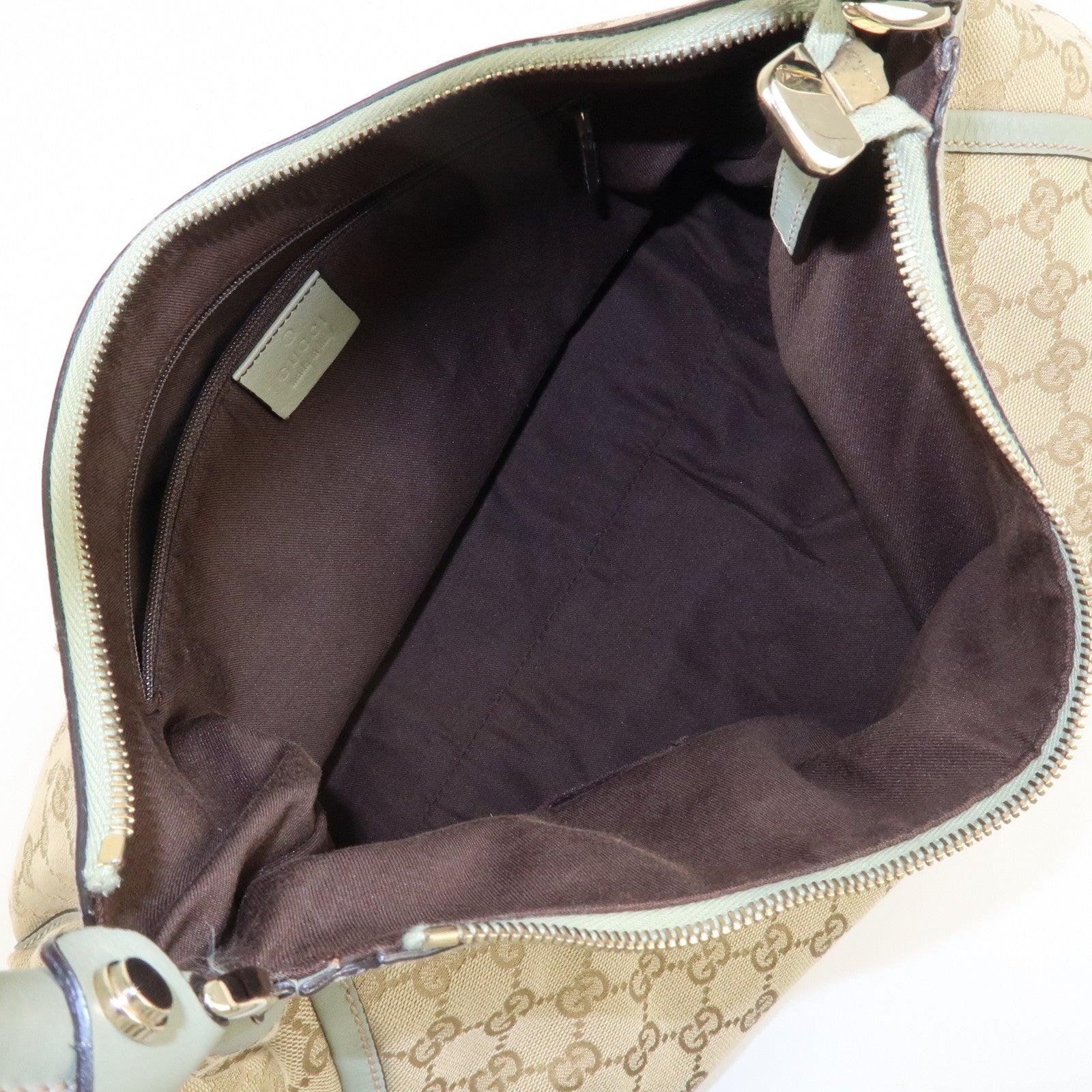 GUCCI Abbey GG Canvas Leather Shoulder Bag Beige Gold 189833 Used