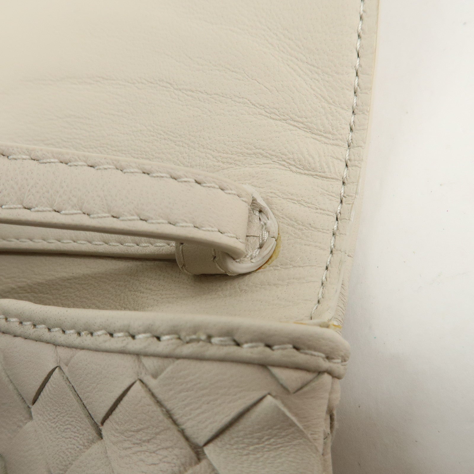 BOTTEGA VENETA Intrecciato Leather Shoulder Bag Ivory Used