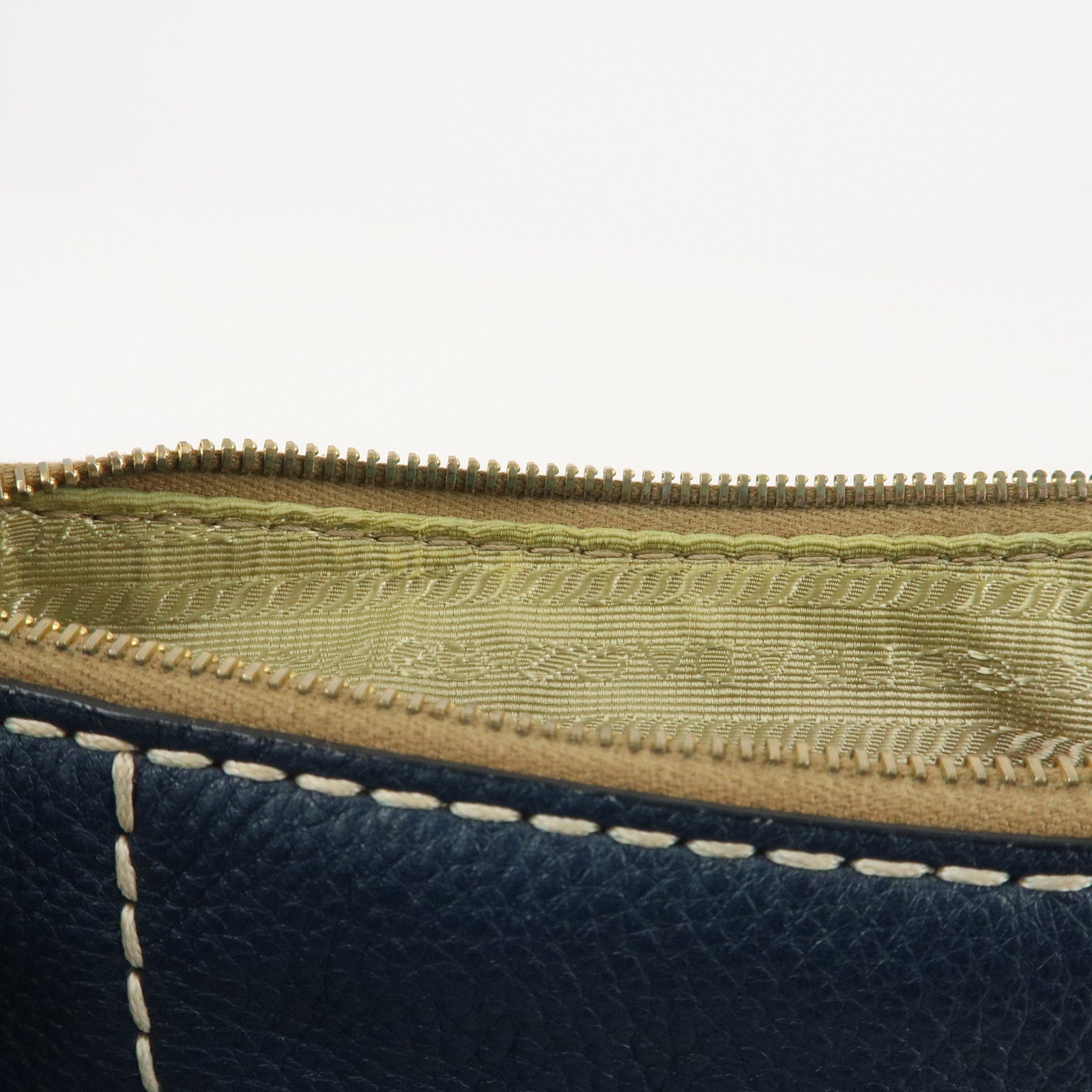 PRADA Soft Calf Leather Shoulder Bag Hand Bag Blue BR4690 Used