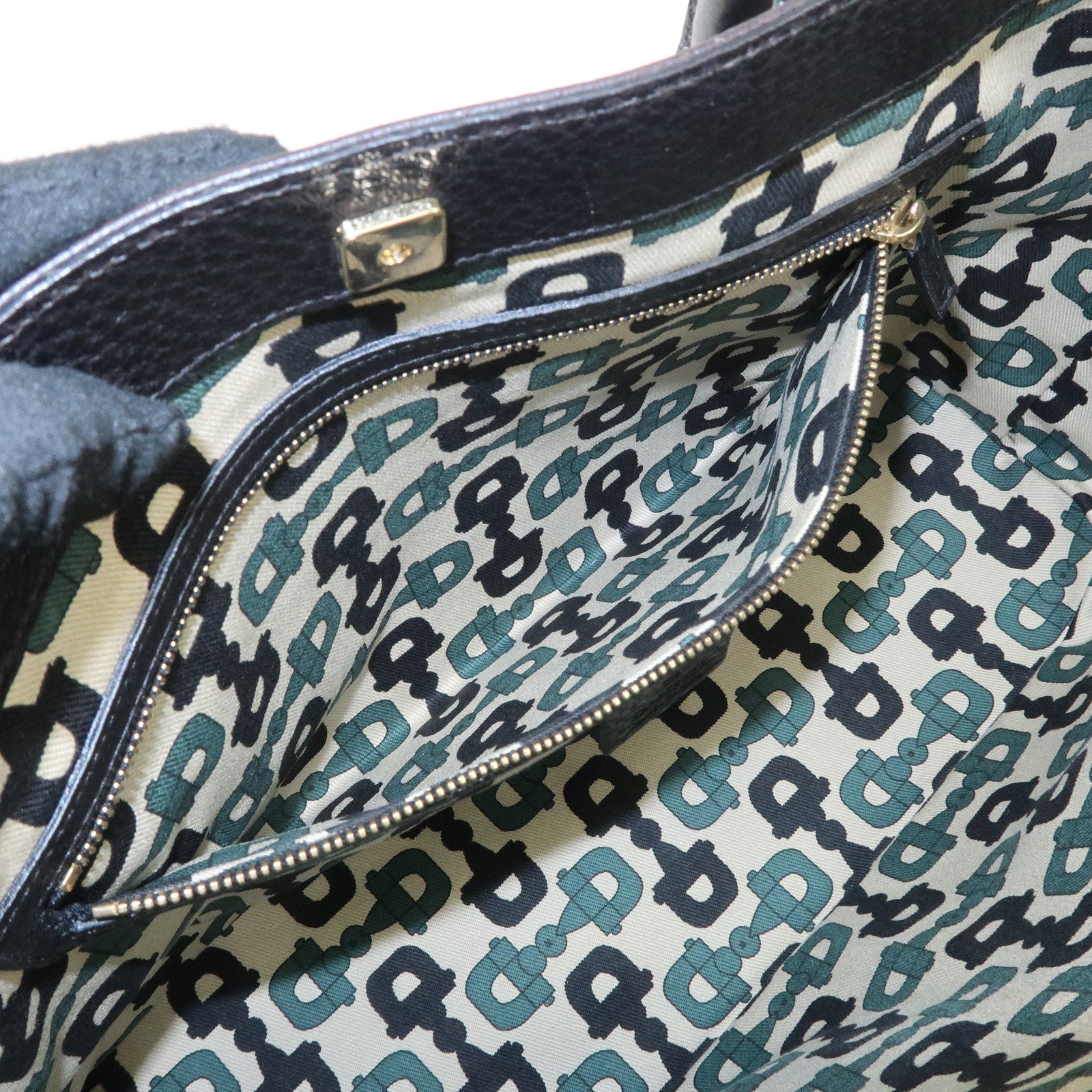 GUCCI Leather Horsebit Tote Bag Hand Bag Black 137385 Used