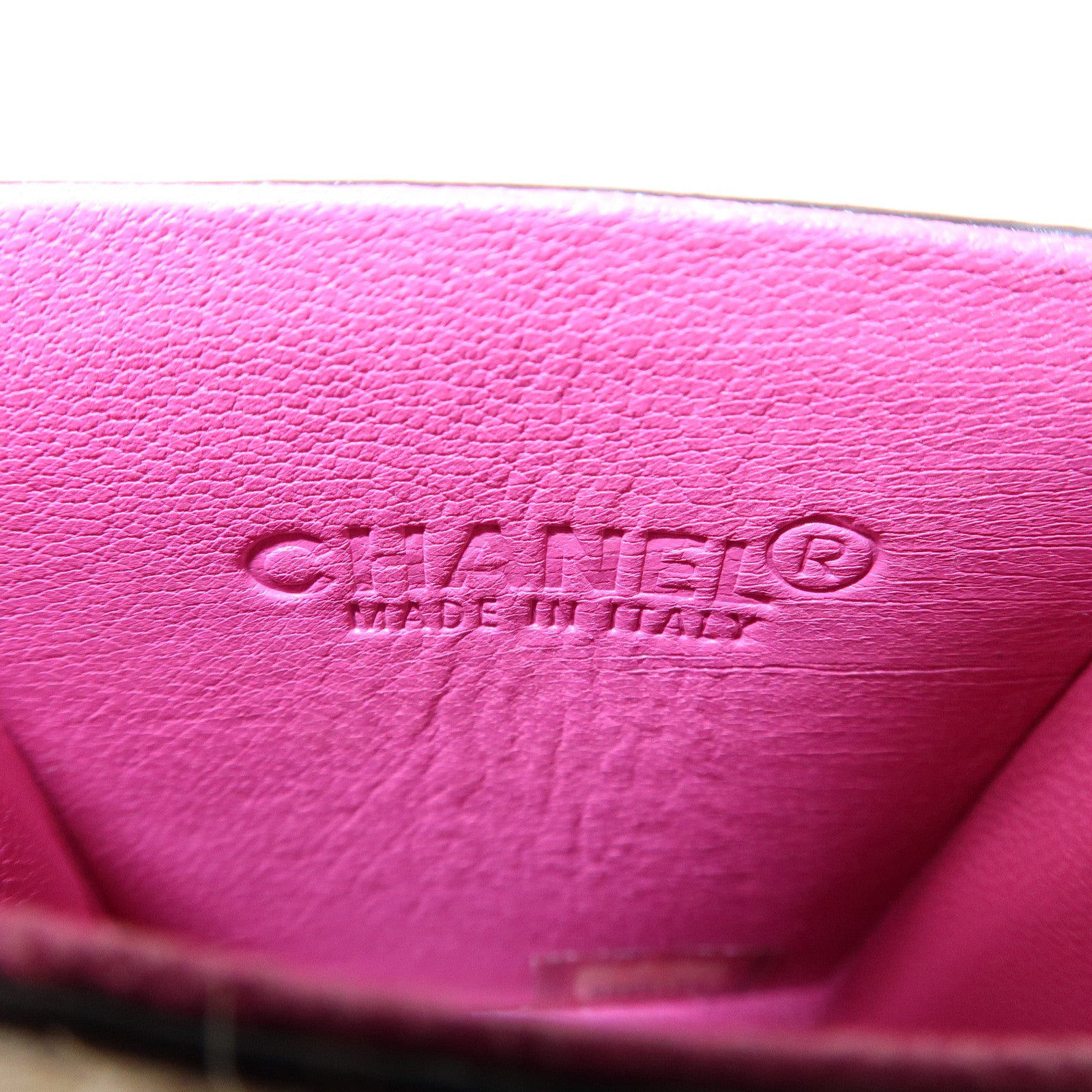 CHANEL Unborn Calf Lamb Skin Chain Shoulder Cigarette Case Used