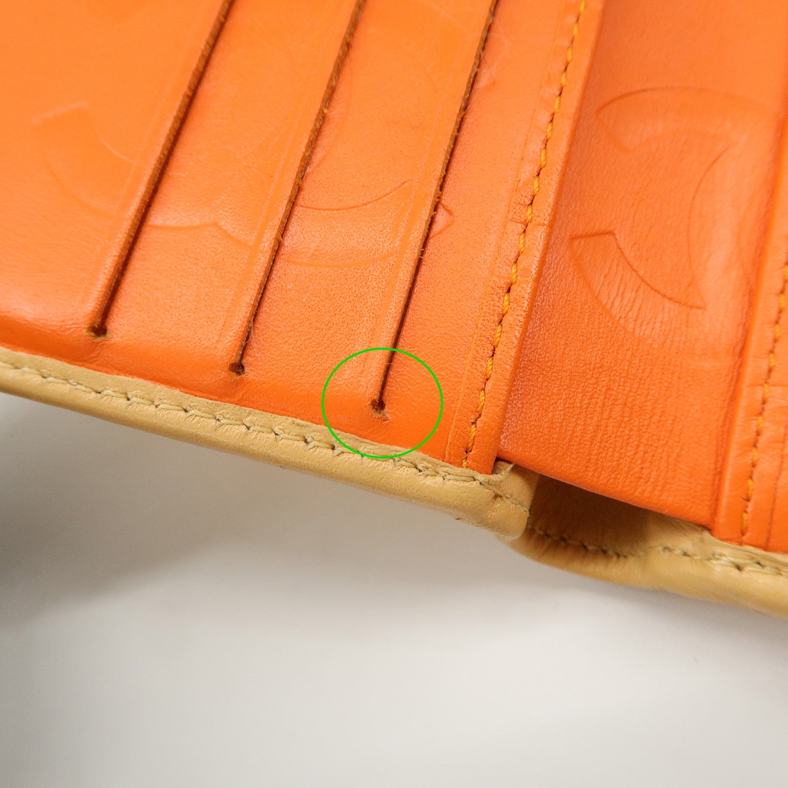 CHANEL Cambon Line Patent Leather Bi-fold Wallet Beige A26720 Used