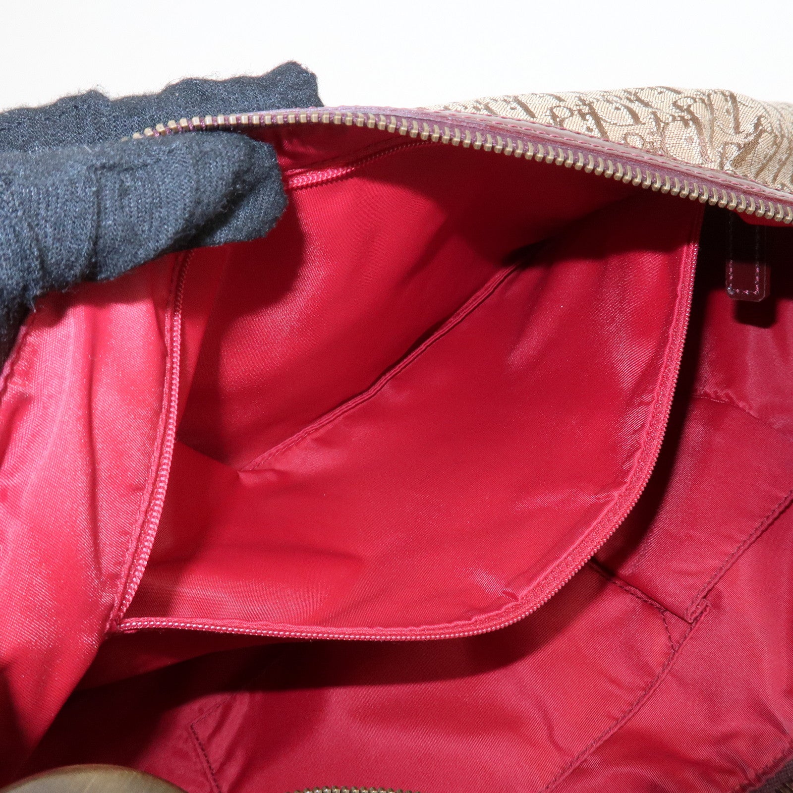 Christian Dior Trotter Canvas Patent Leather Suede Shoulder Bag Used