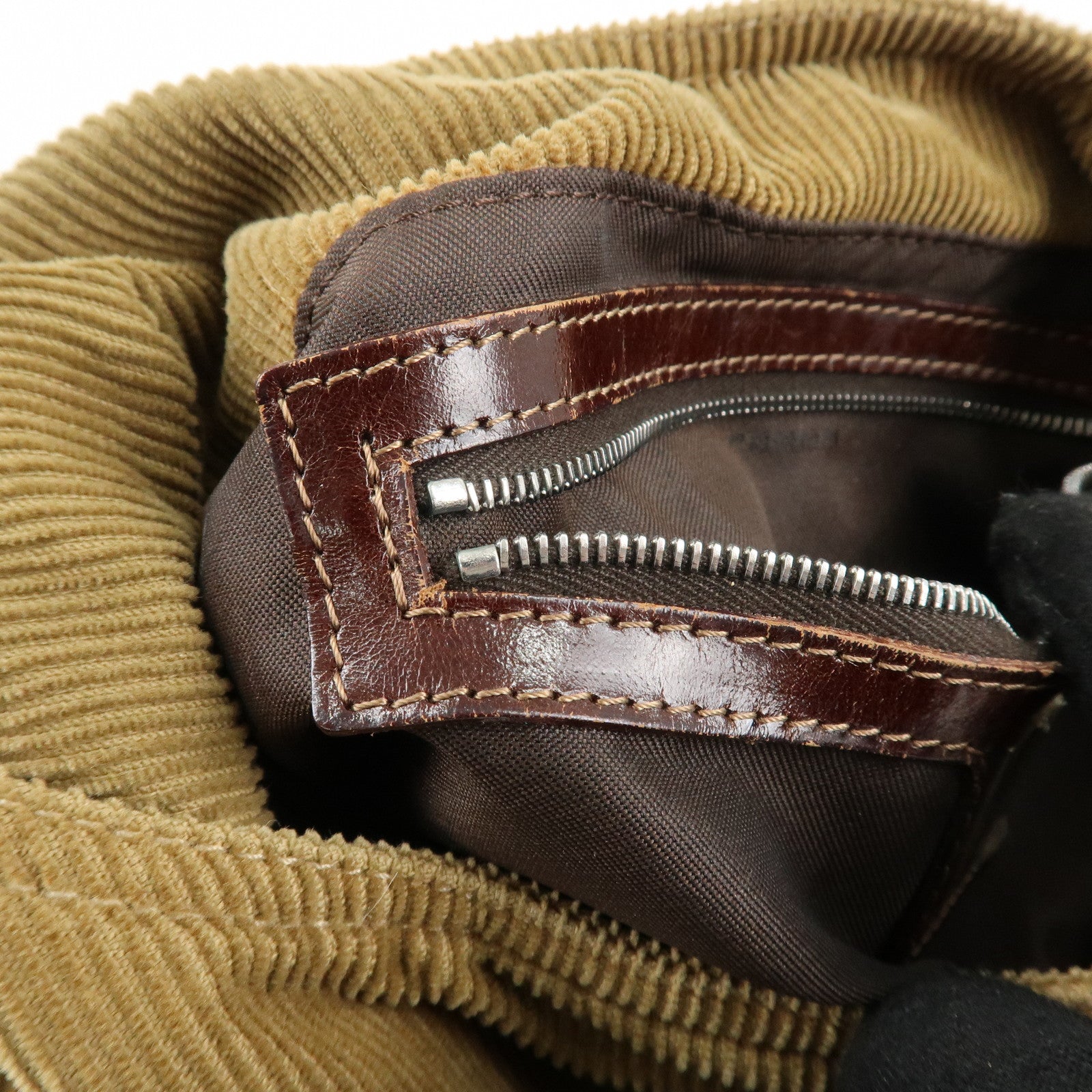 FENDI Corduroy Shoulder Bag 20686 Used