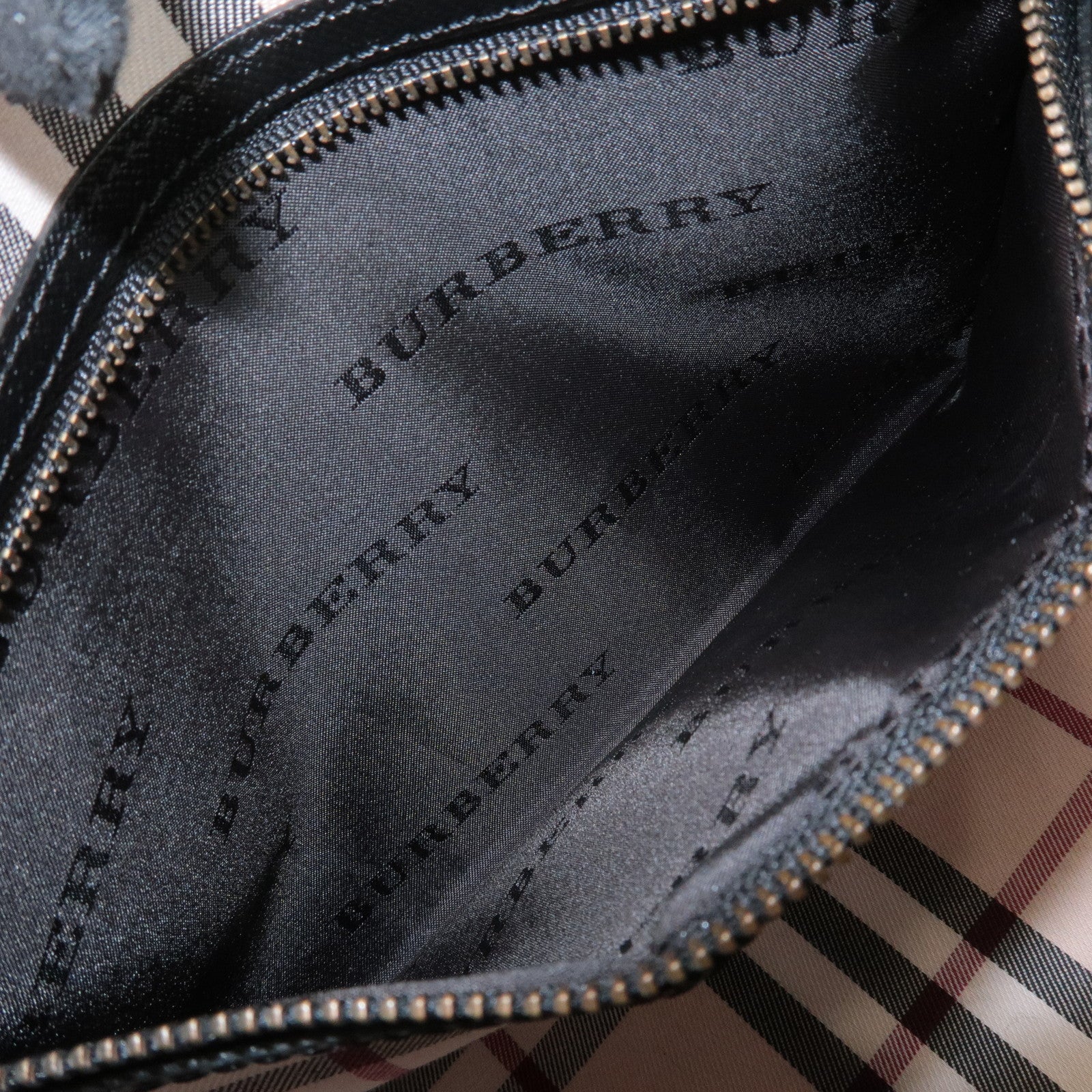 BURBERRY Leather Shoulder Bag Hand Bag Black Gold Hardware Used