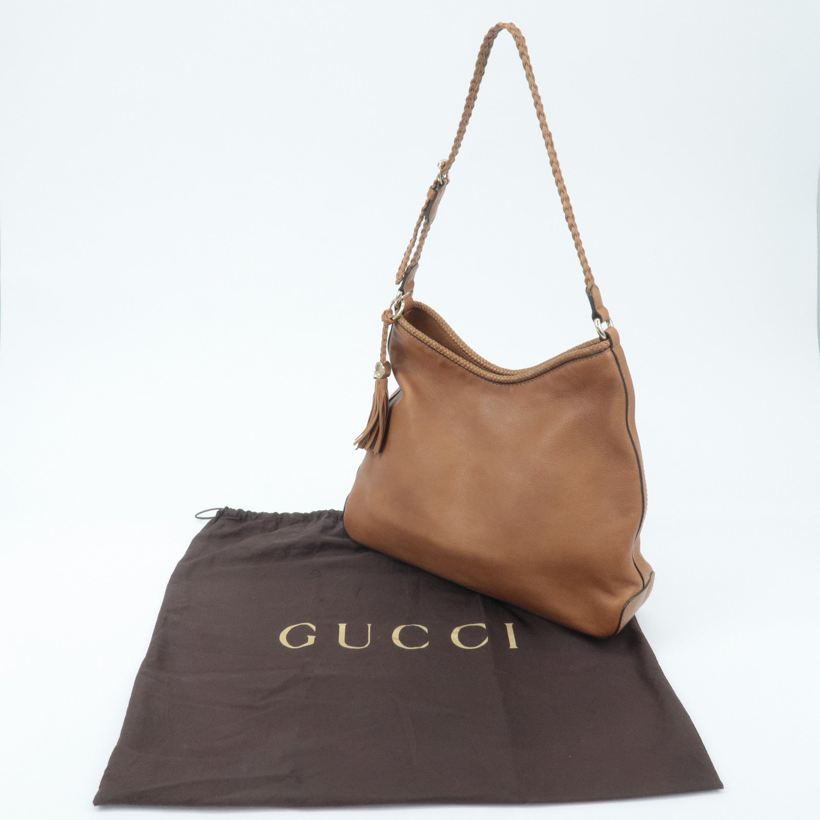 GUCCI Marrakech Leather Shoulder Bag Brown 257026 Used