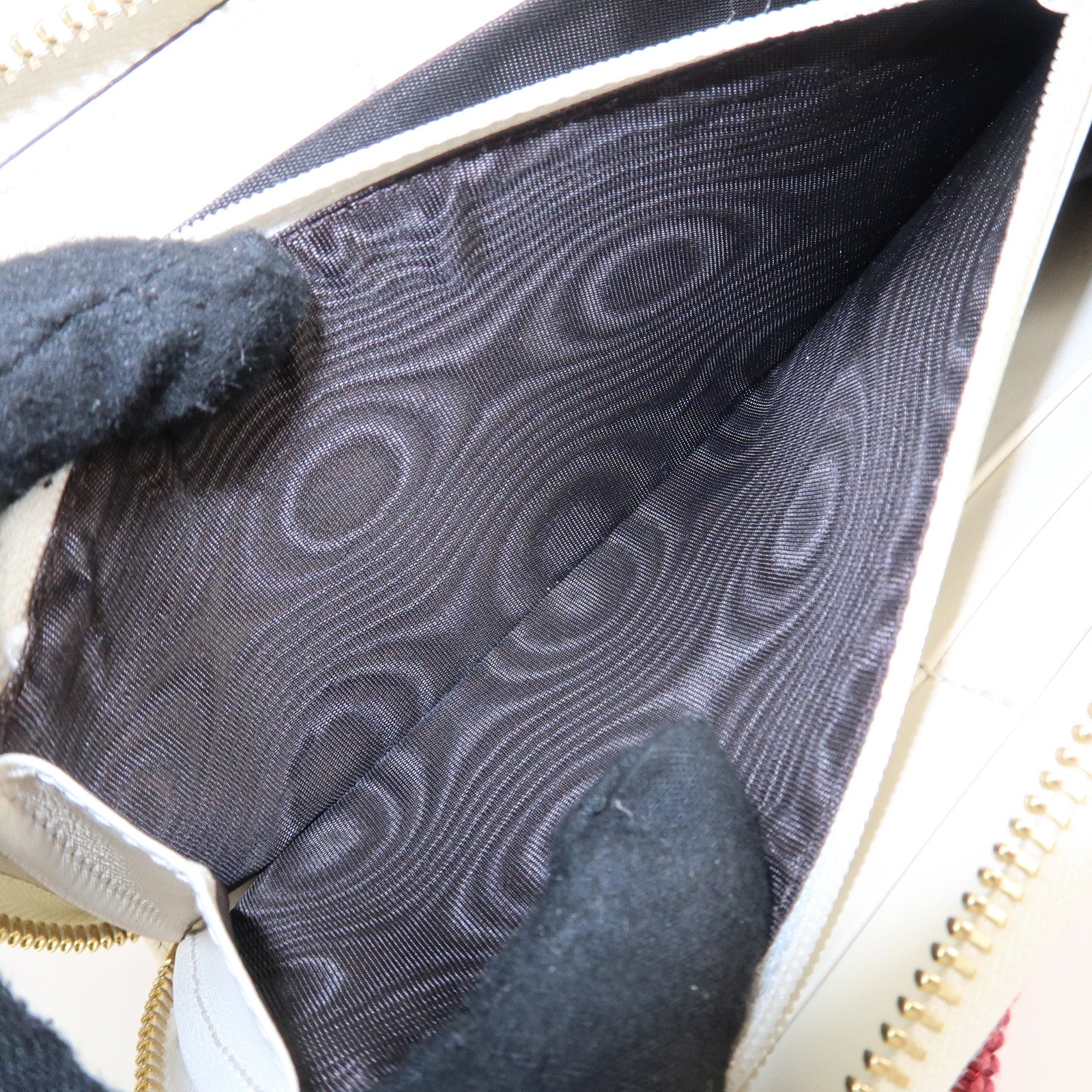 GUCCI GG Marmont Canvas Leather Floral Pattern Round Zipper Wallet Used