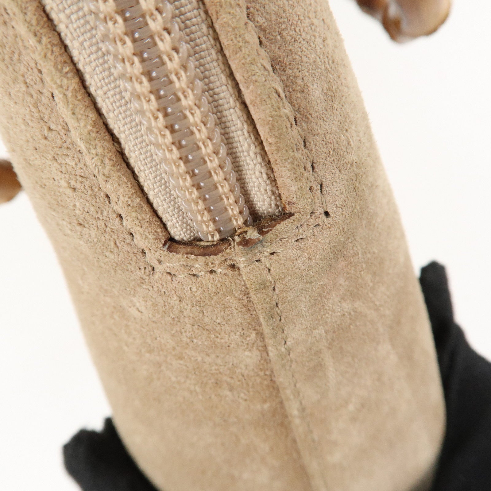 GUCCI Bamboo Suede Leather 2WAY Bag 000.2214.0290 Beige Used