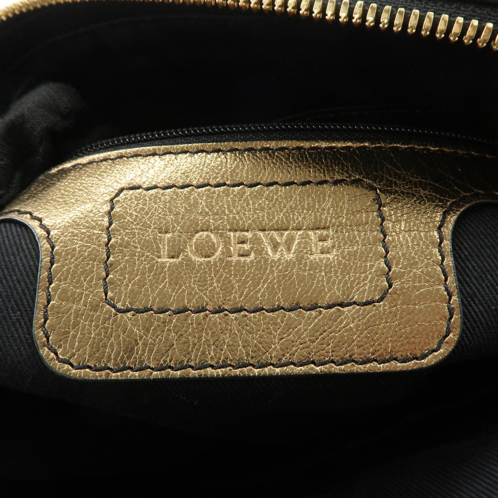 LOEWE Anagram Canvas Leather Hand Bag 340807 Brown Black Used