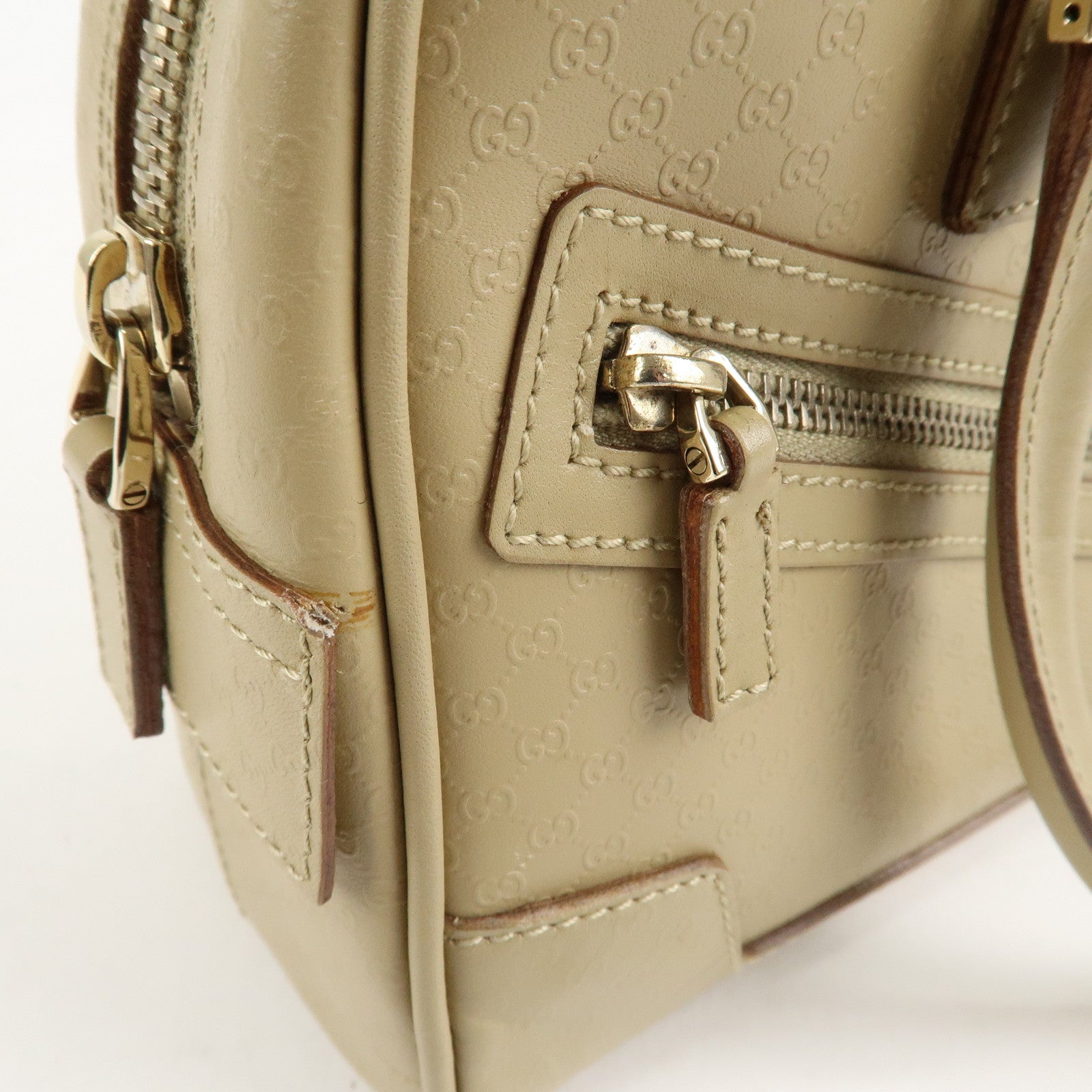 GUCCI Micro Guccissima Leather Hand Bag Beige 000.0852.2123 Used