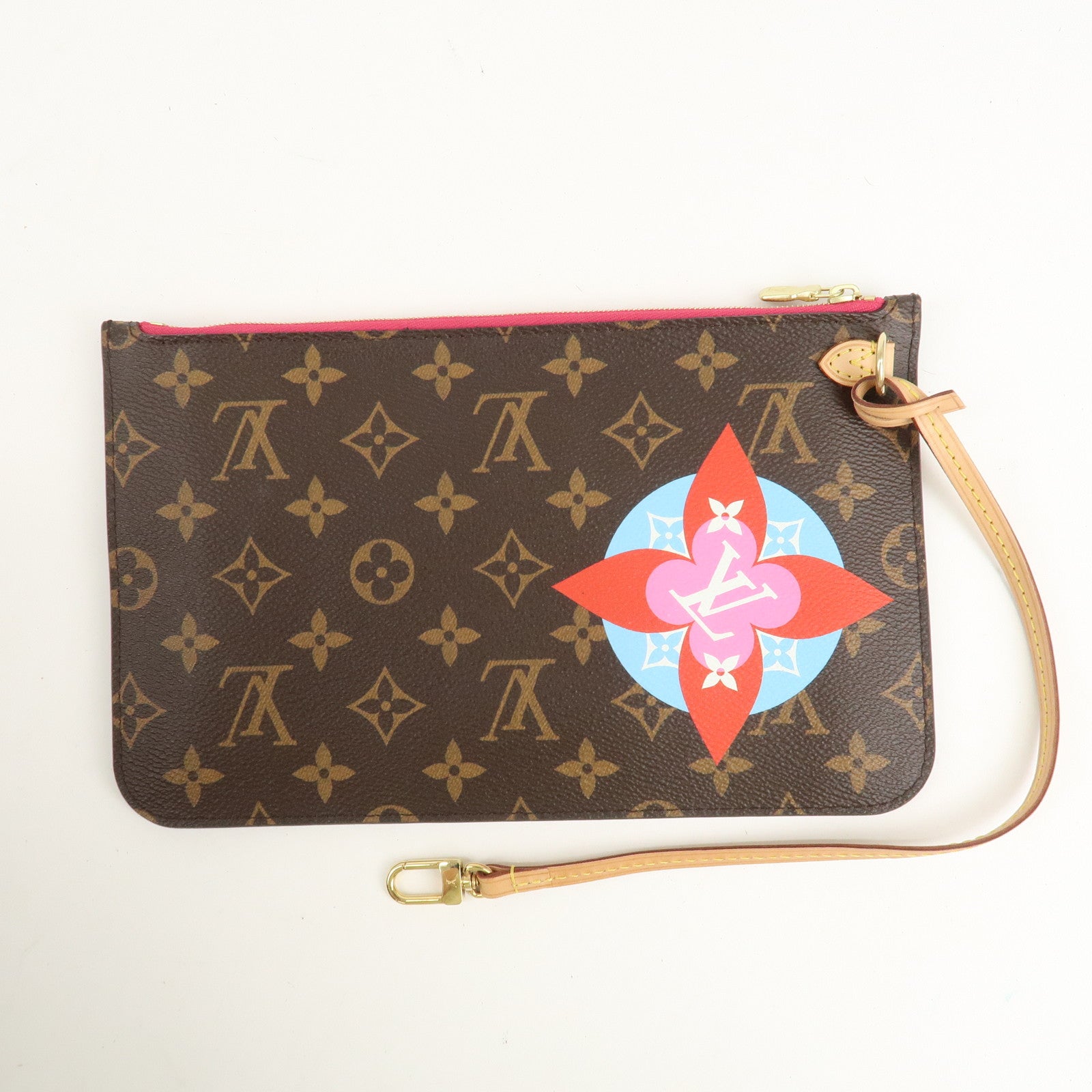 Louis Vuitton Monogram Patches Neverfull MM Tote Bag Pouch M43988 Used