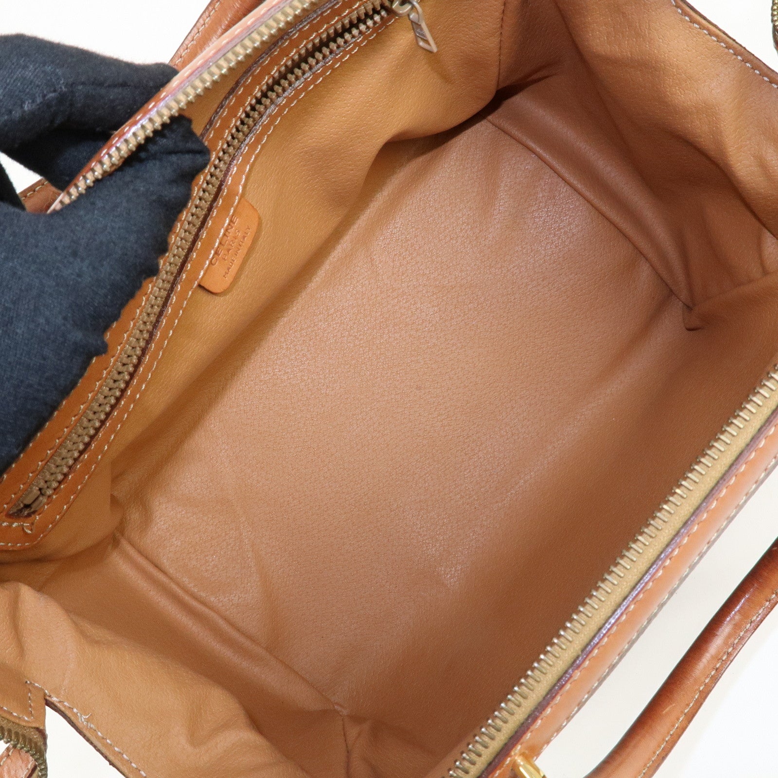 CELINE Macadam PVC Leather Boston Bag Hand Bag Brown Used