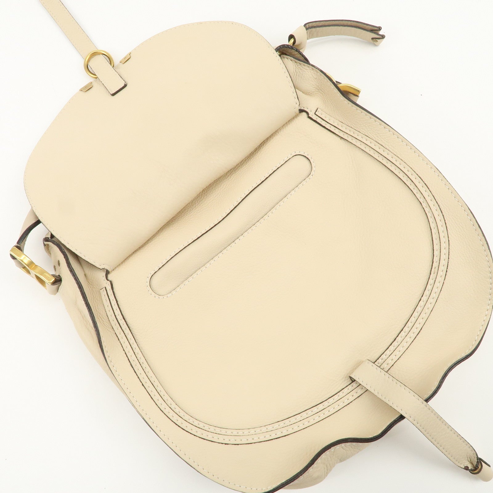 Chloe leather Marcy one-shoulder bag Beige 021156-27 Used