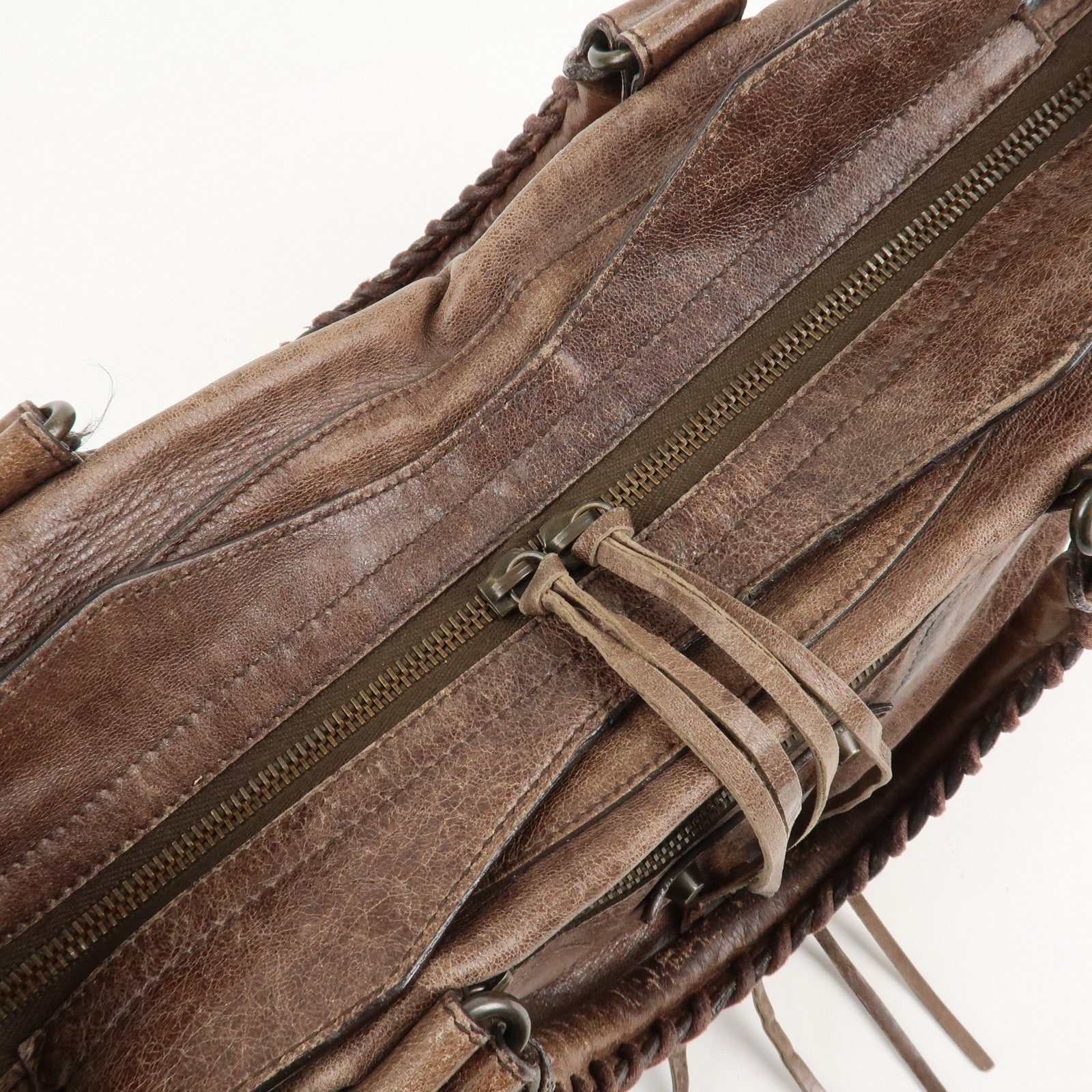 BALENCIAGA The City Leather 2Way Hand Bag Brown 115748 Used