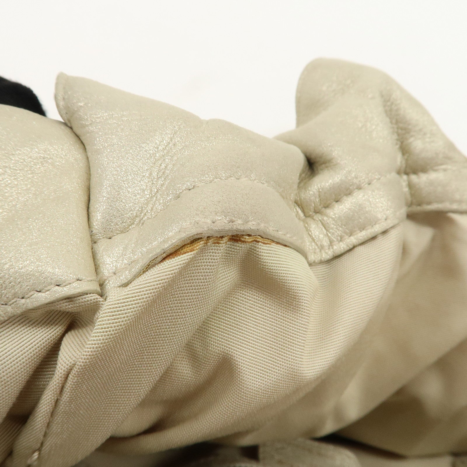 Christian Dior Leather Chain Shoulder Bag Tote Bag Silver Used