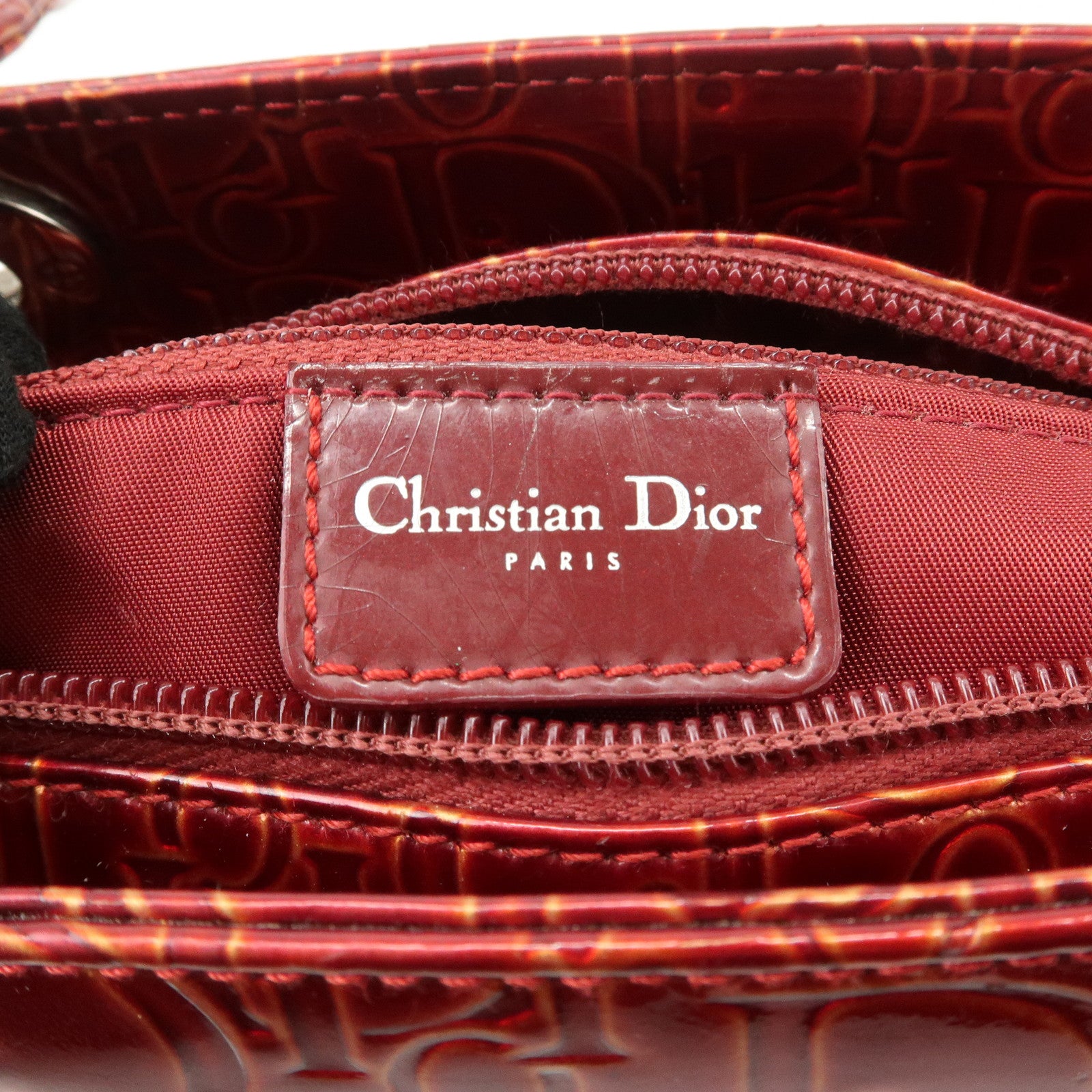 Christian Dior Trotter Lady Dior Patent Leather Hand Bag MA-0091 Used