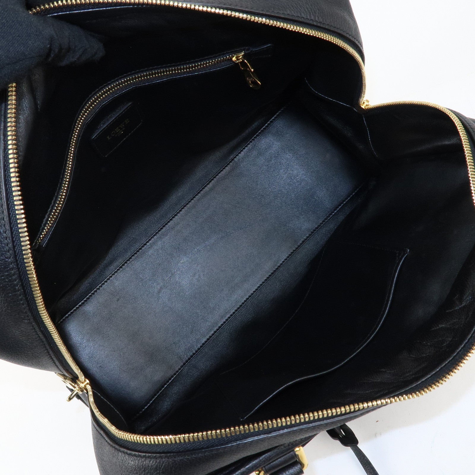 LOEWE Unborn Calf Leather Amasona 36 Hand Bag Brown Black Used