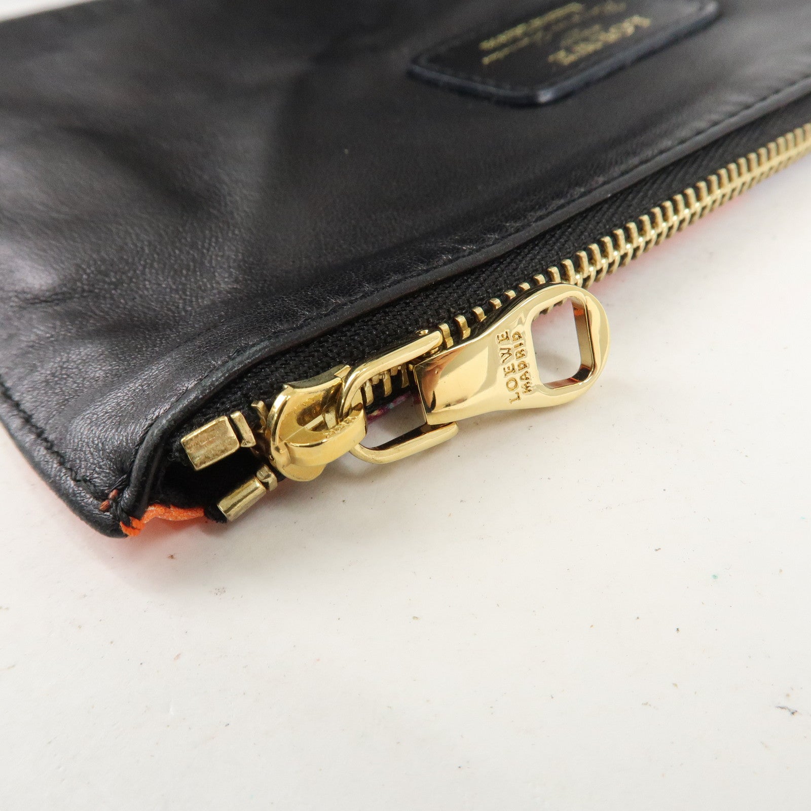 LOEWE Anagram Leather Shoulder Bag Tote Bag Black Used