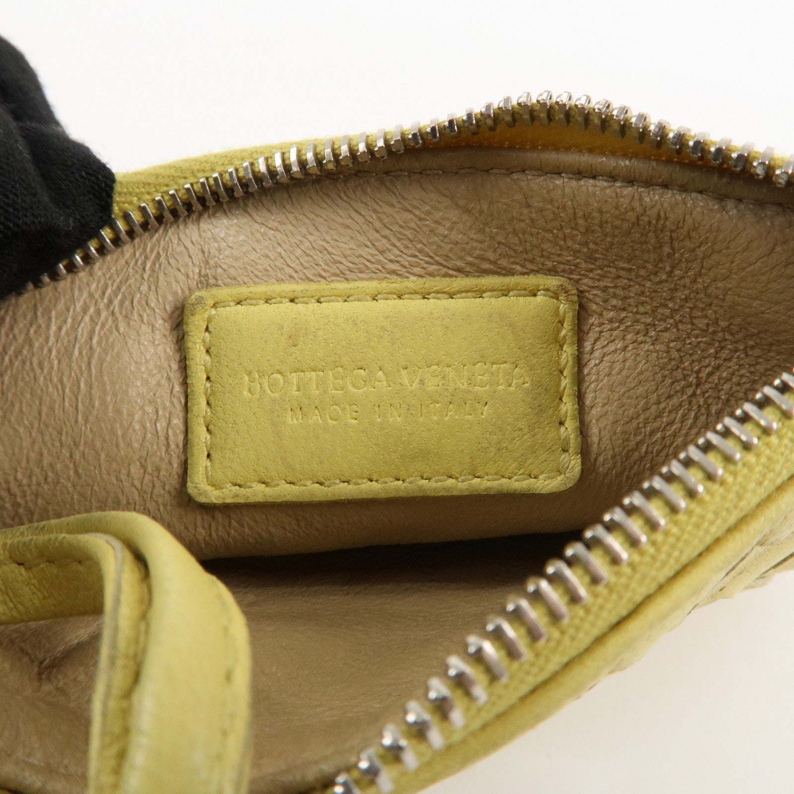 BOTTEGA VENETA Intrecciato Leather Coin Case Yellow 131232 Used
